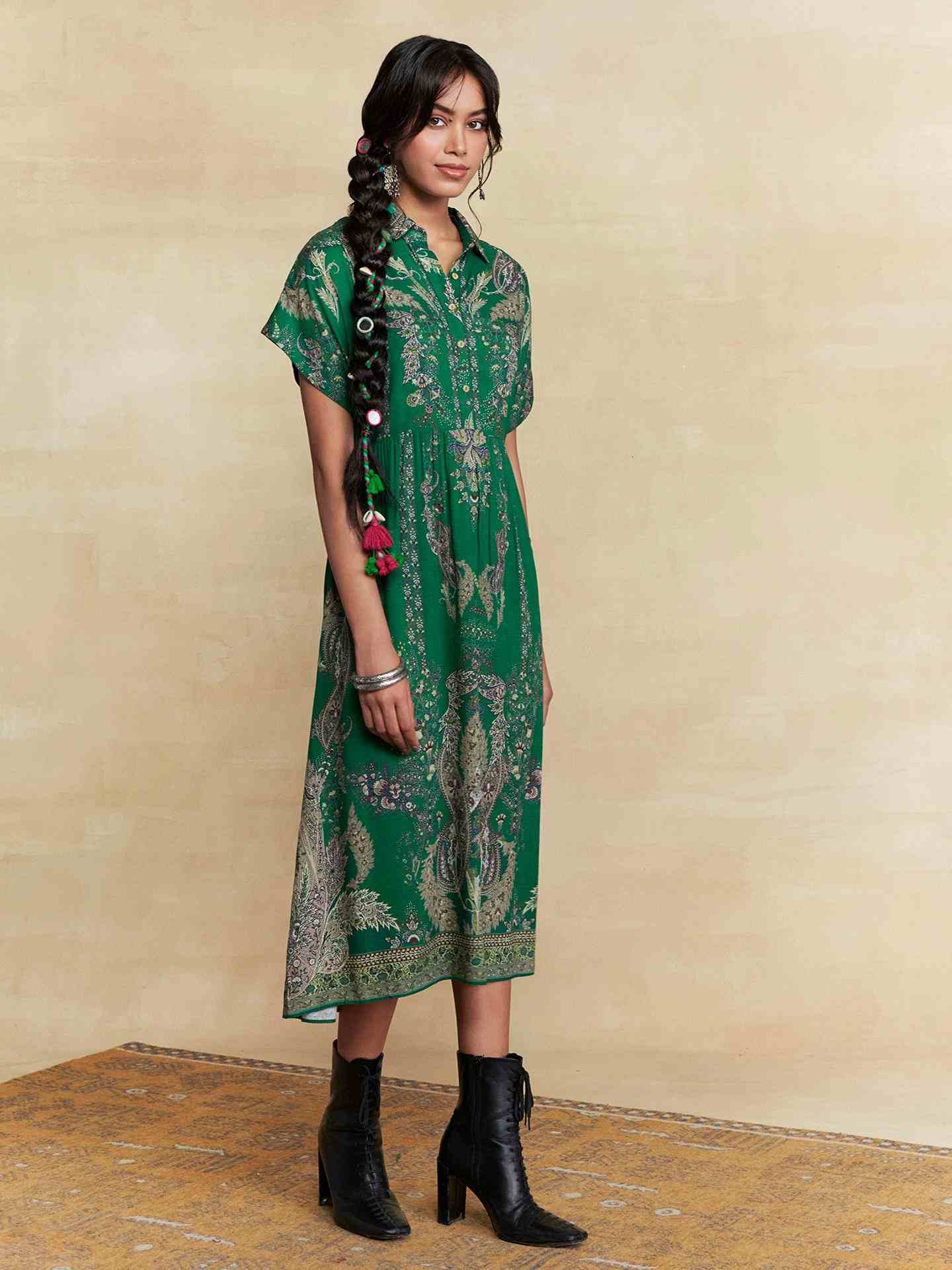 Green Tuberose Midi Dress