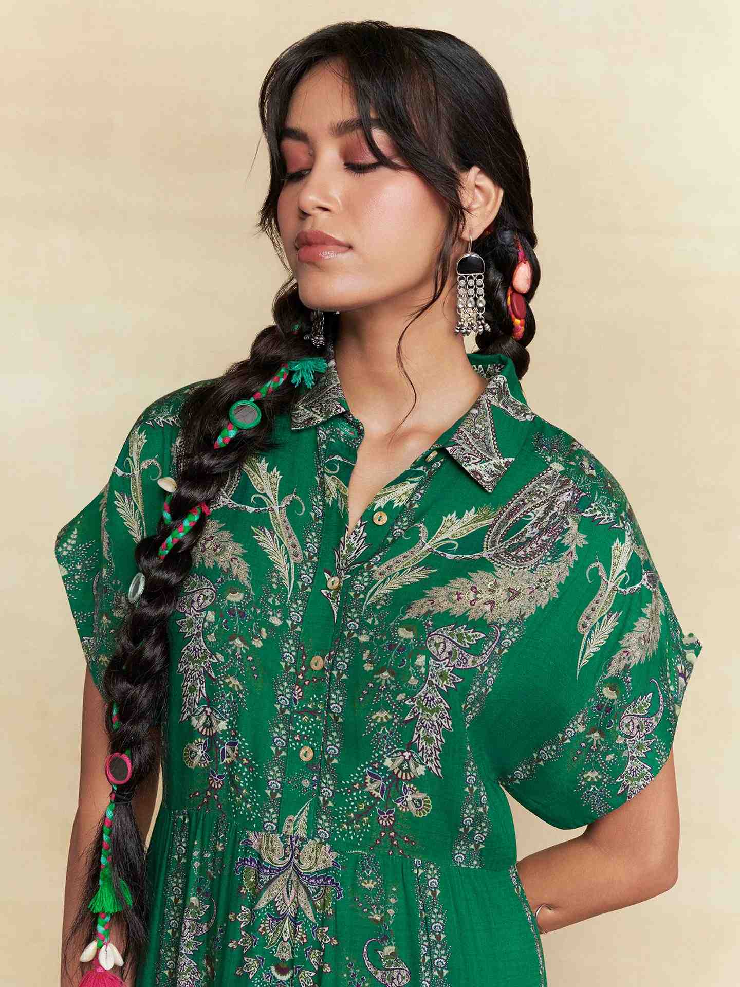 Green Tuberose Midi Dress