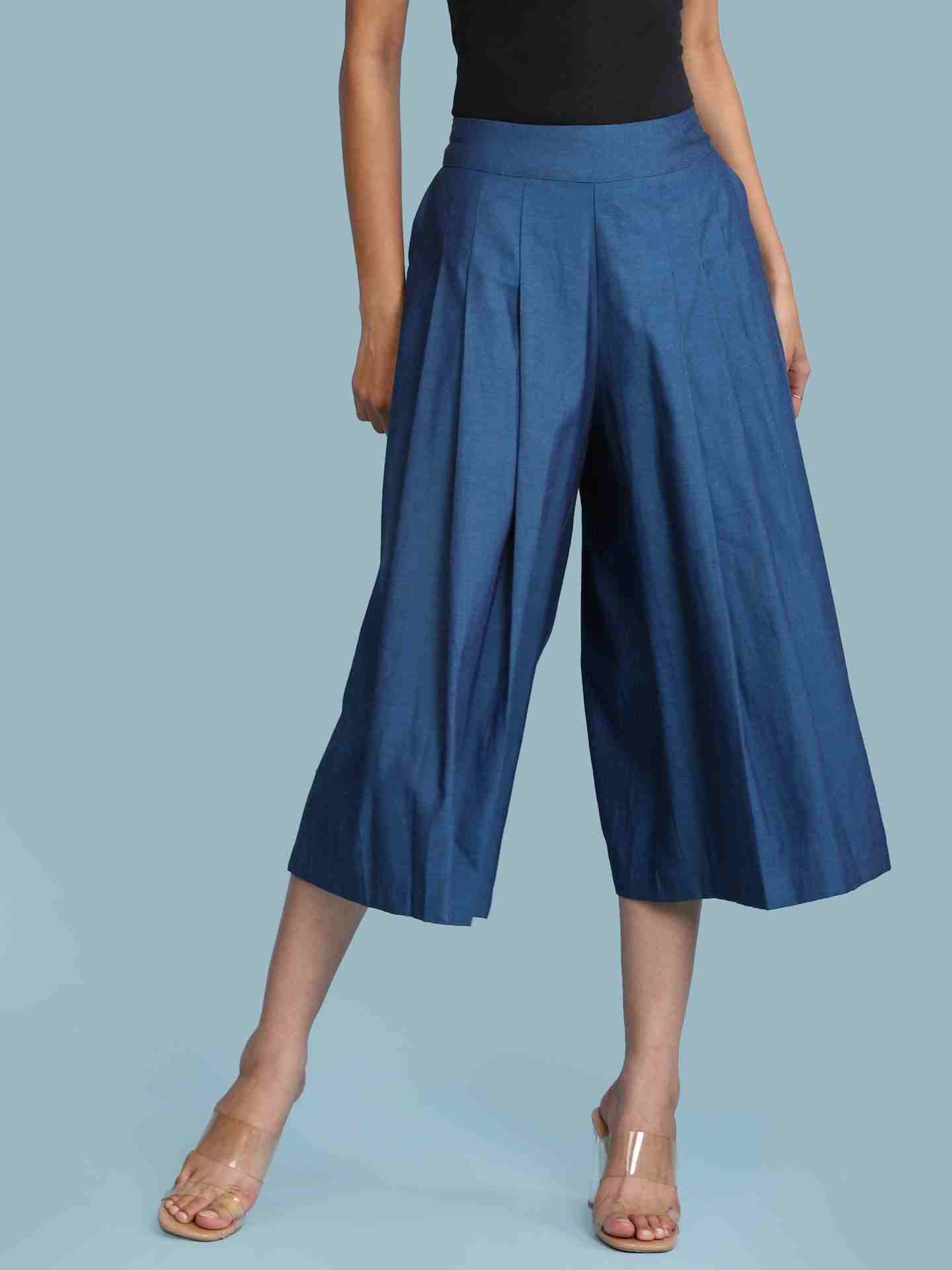 Blue Tulika Solid Palazzos