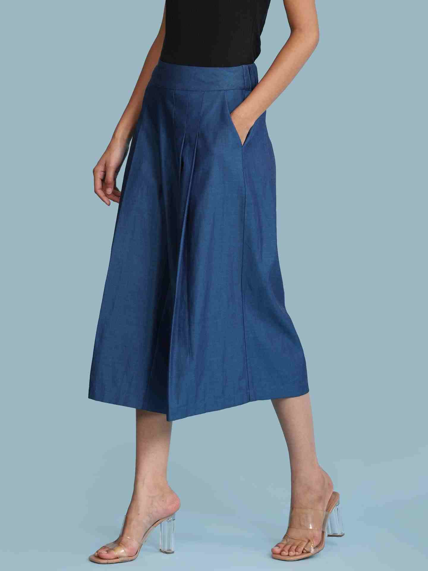 Blue Tulika Solid Palazzos