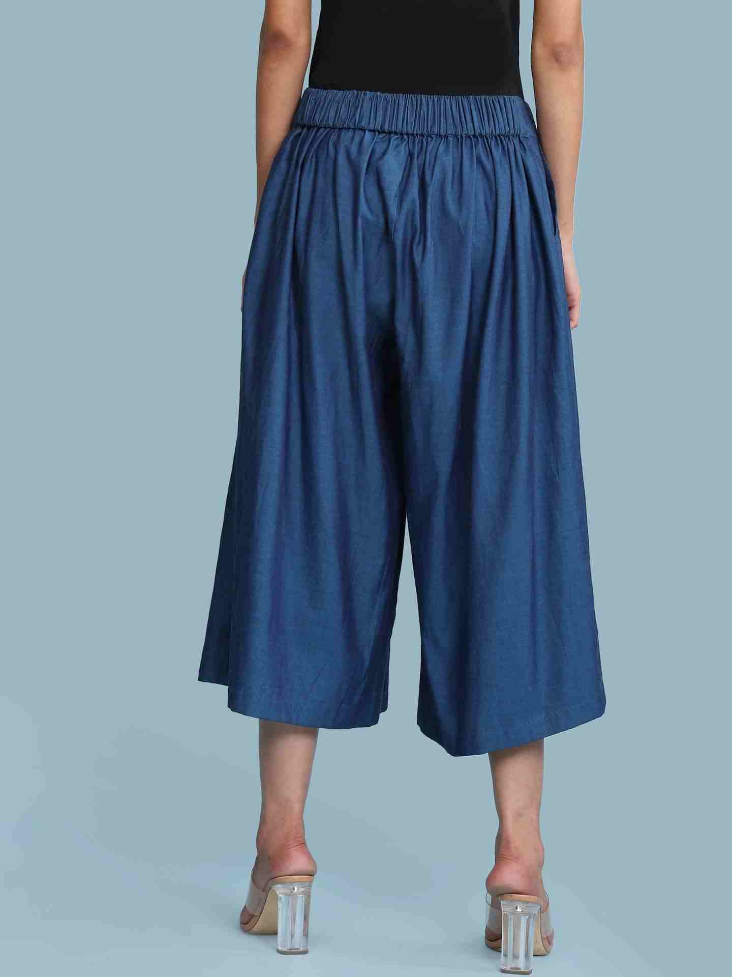 Blue Tulika Solid Palazzos