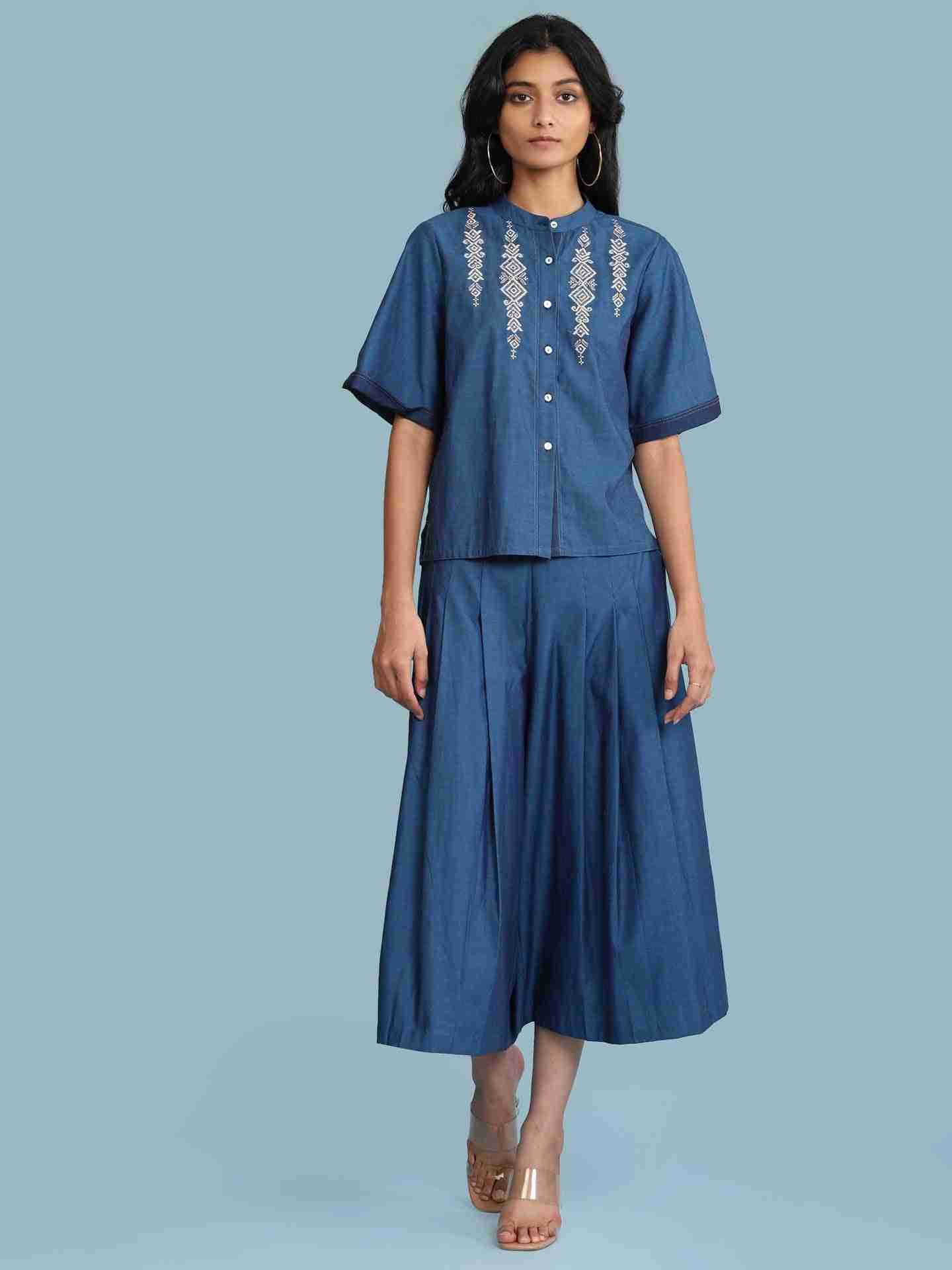 Blue Tulika Solid Palazzos