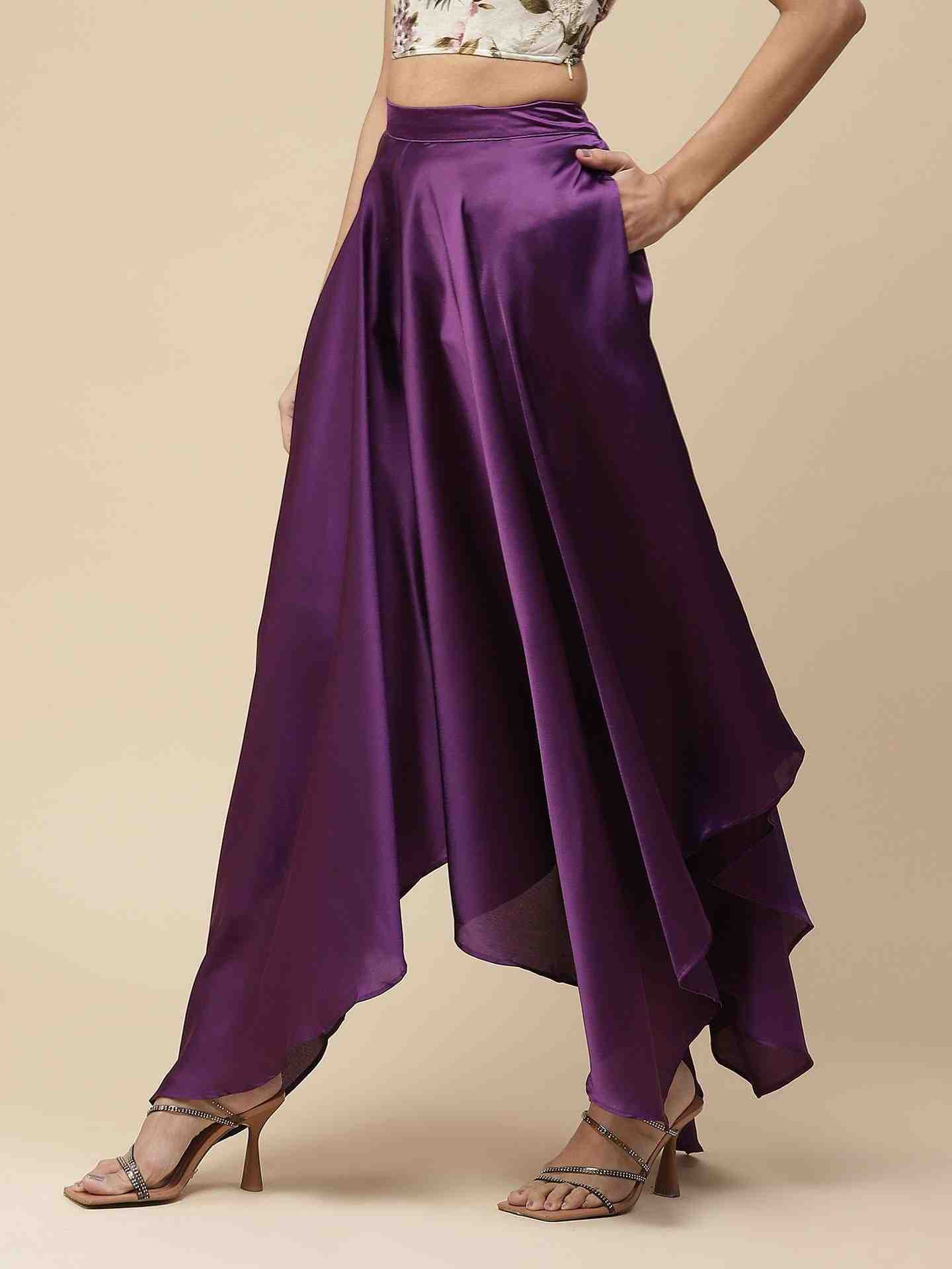 Purple Solid Palazzos