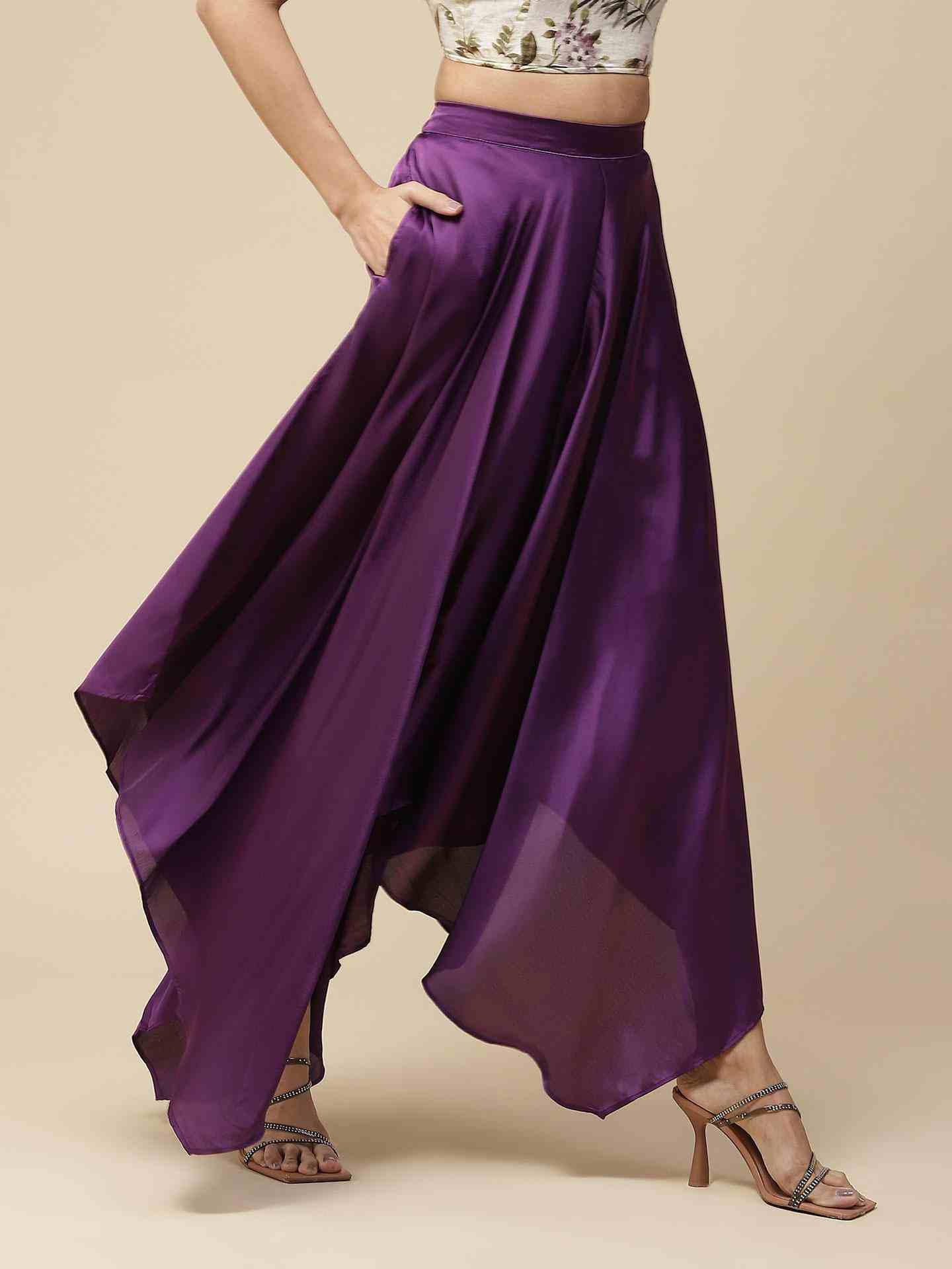 Purple Solid Palazzos