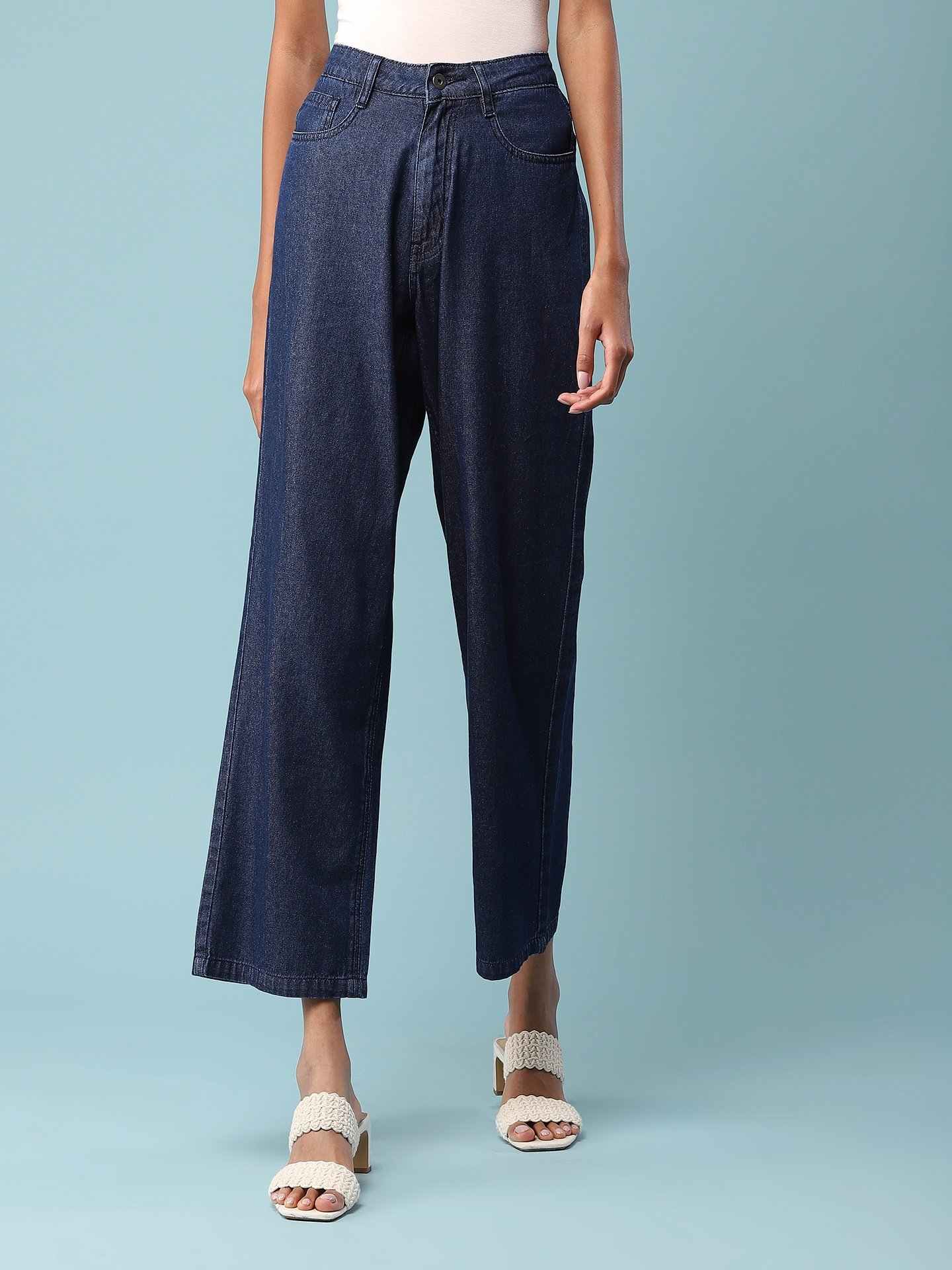Blue Kaberi Wide-Leg Jeans