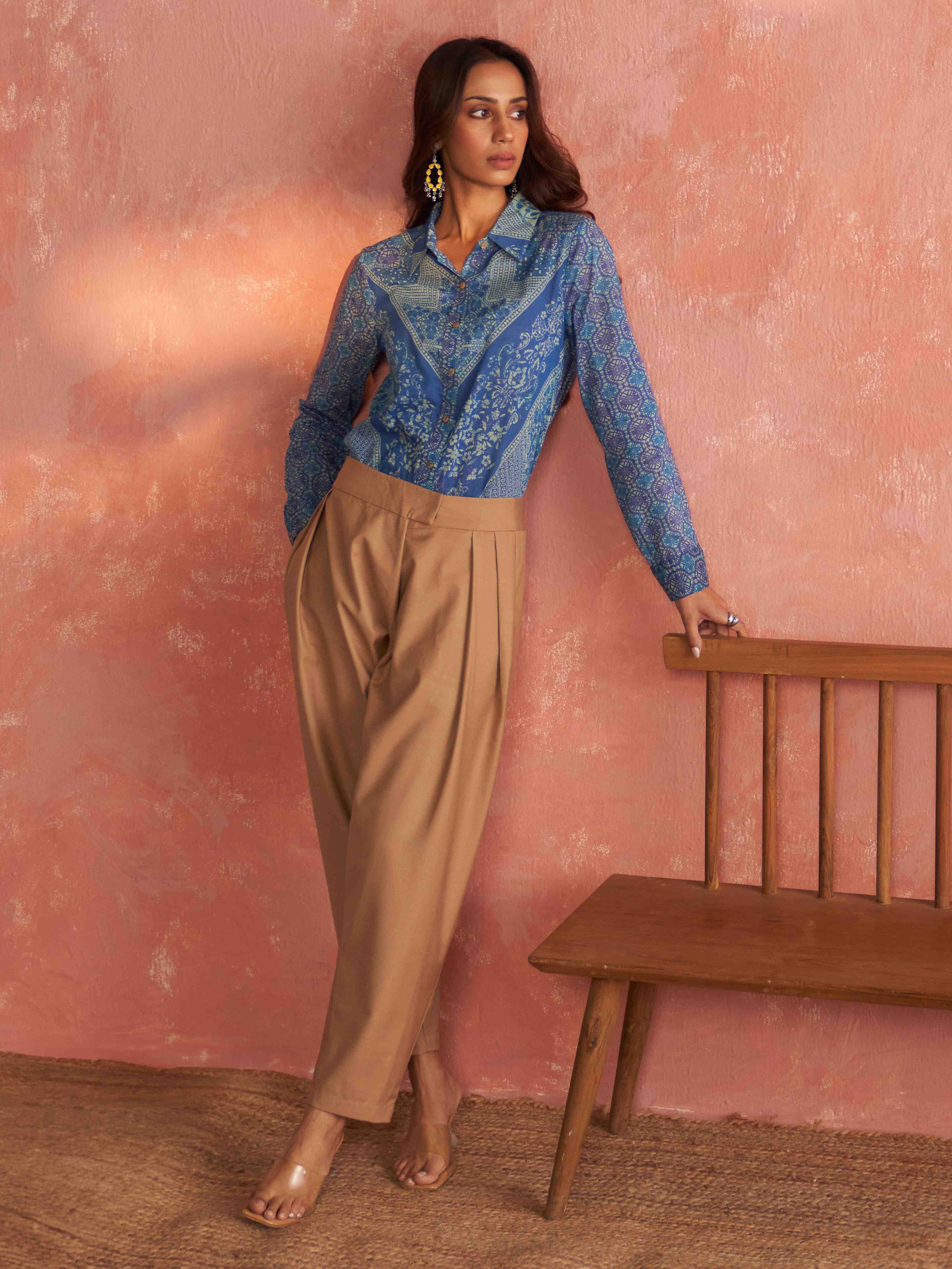 Beige Tapered Pants