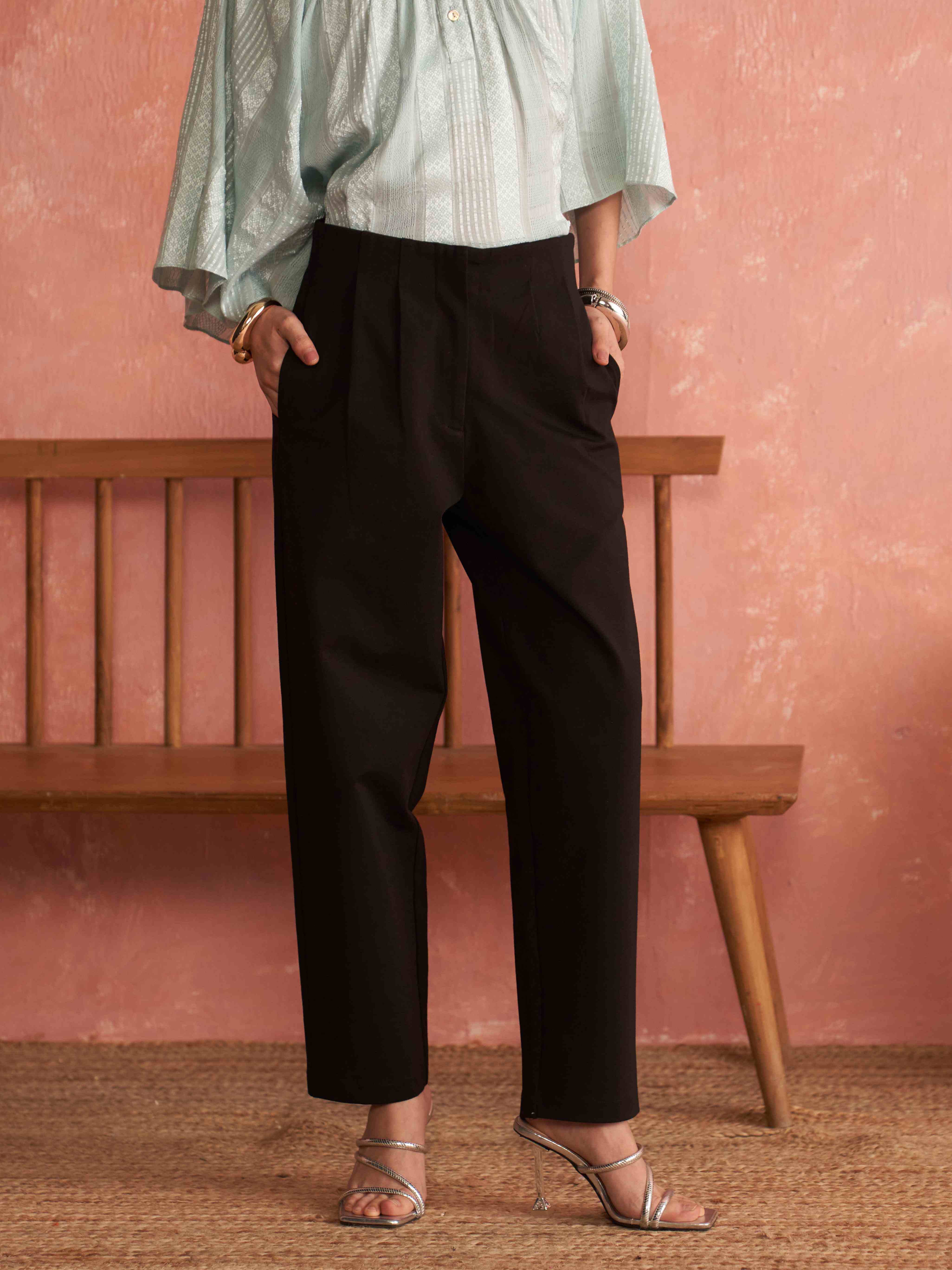 Black Straight-Leg Pants