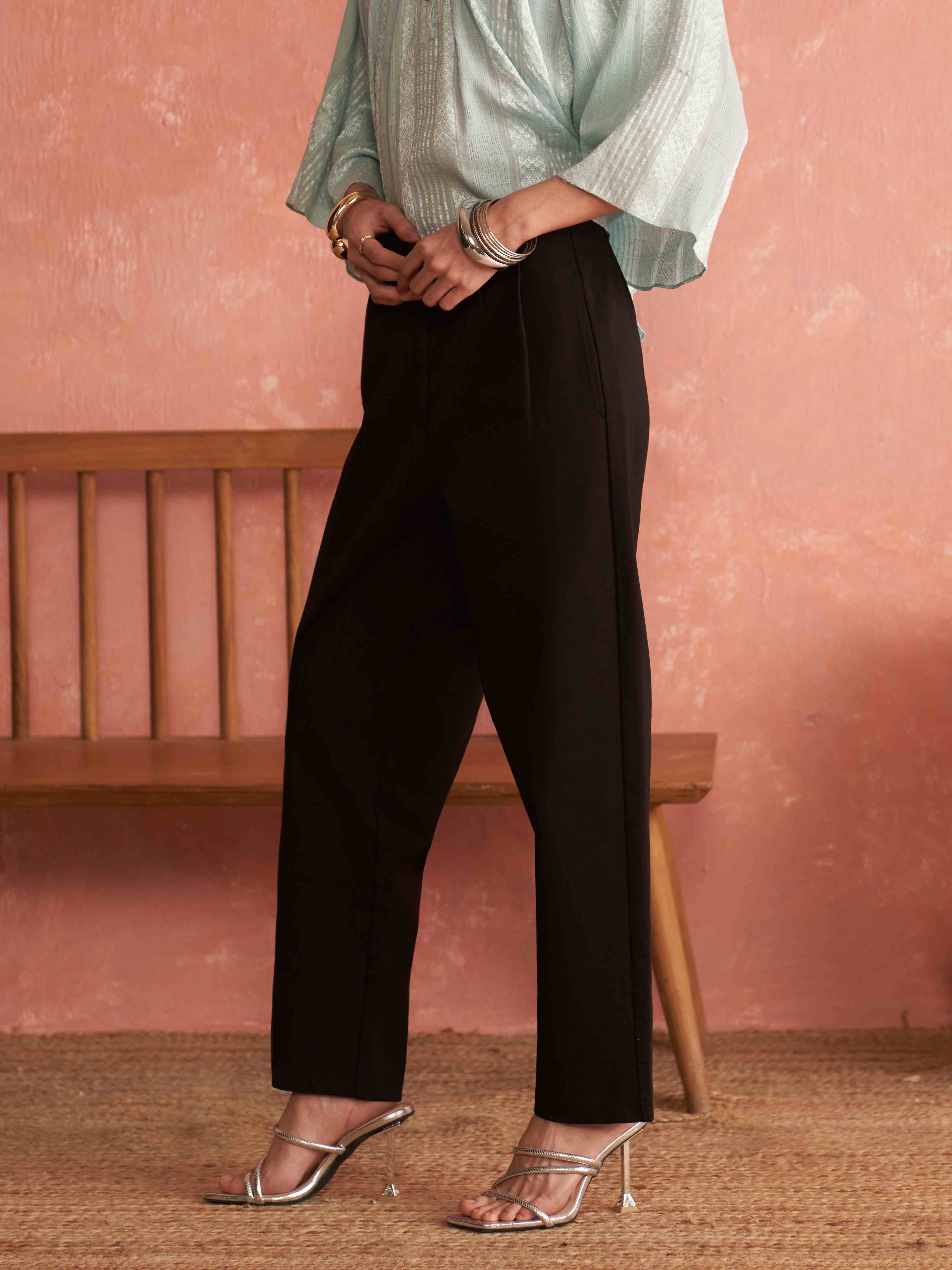 Black Straight-Leg Pants