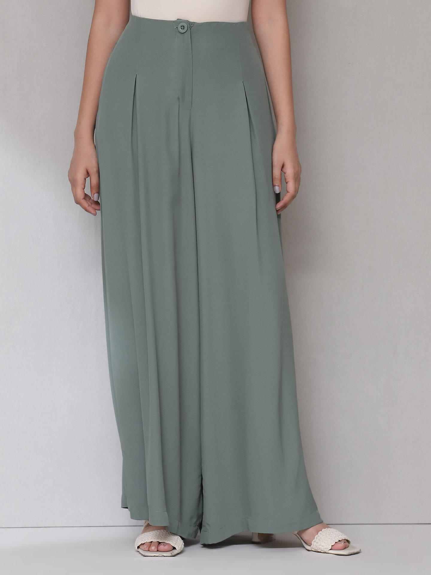 Green Wide-Leg Trousers