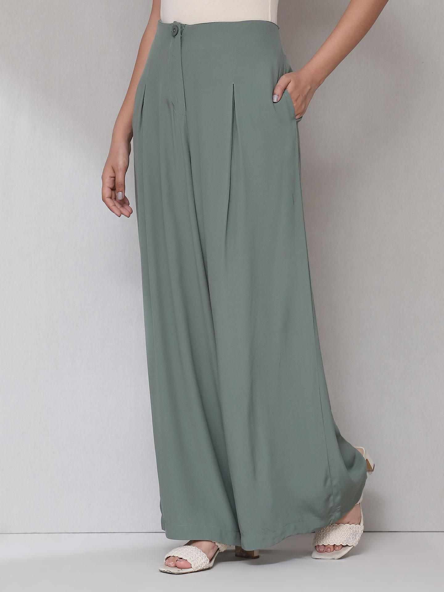 Green Wide-Leg Trousers