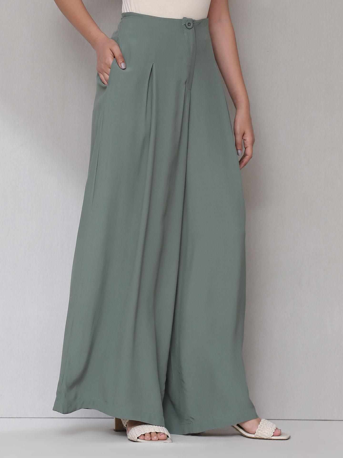 Green Wide-Leg Trousers