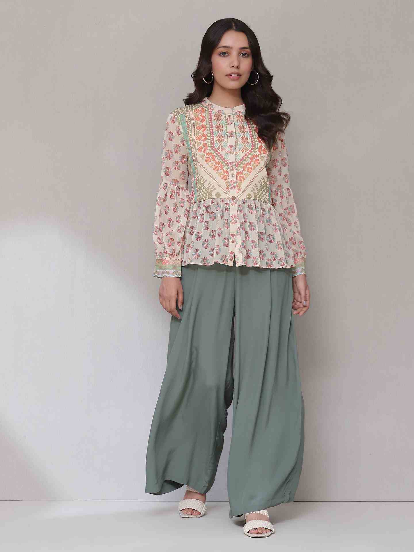 Green Wide-Leg Trousers