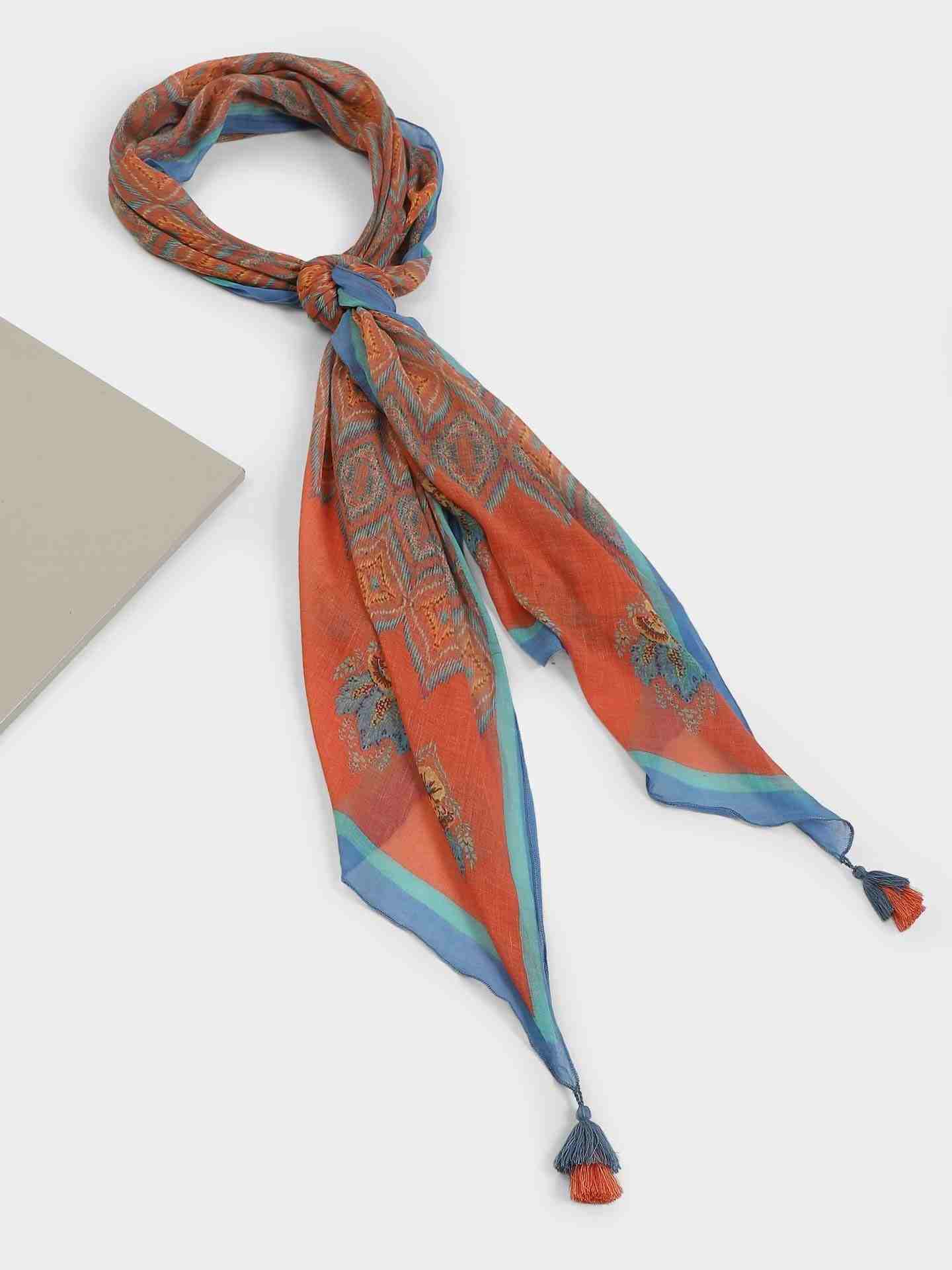 Carrot Orange Ikkat Scarf