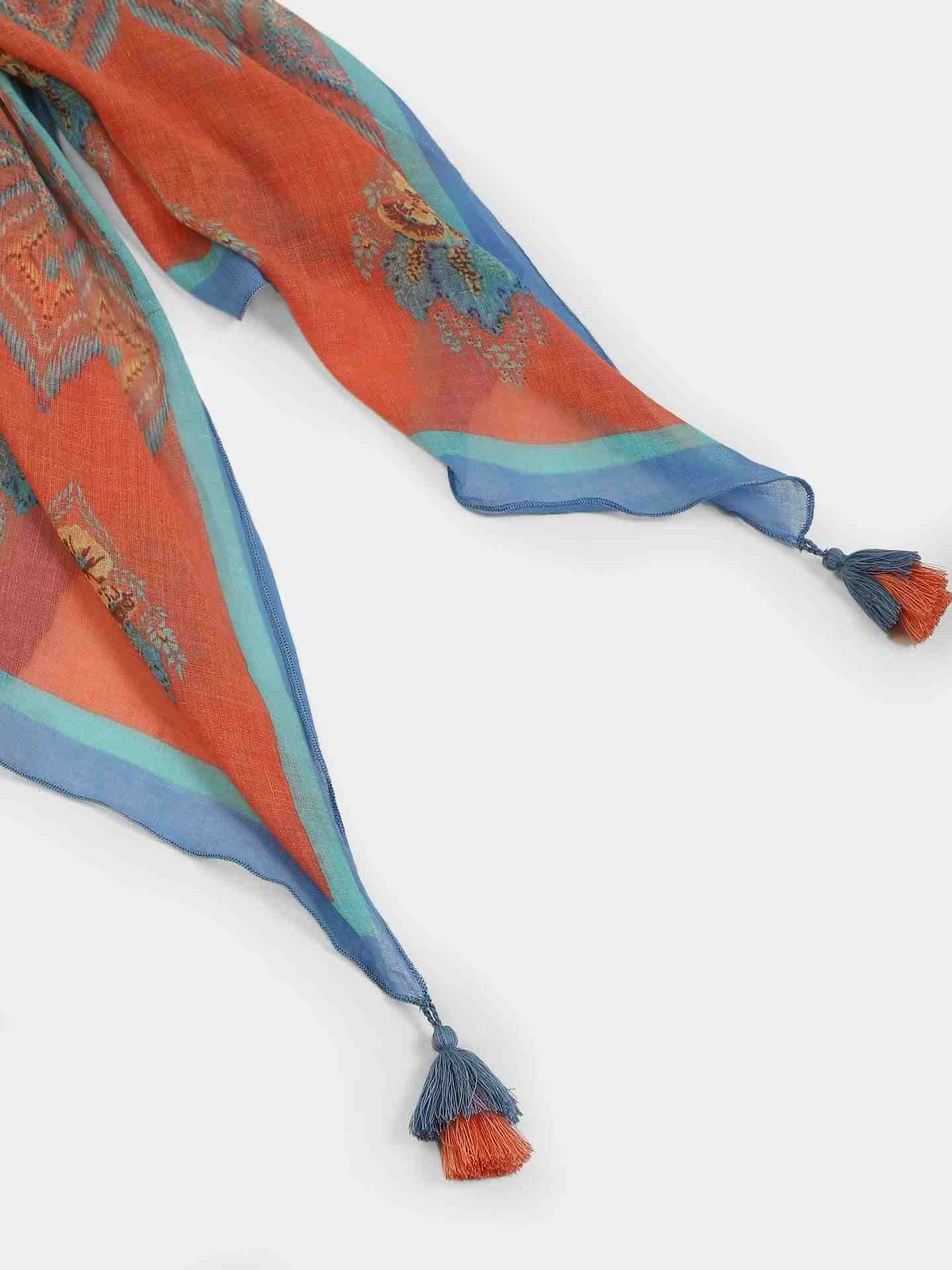 Carrot Orange Ikkat Scarf