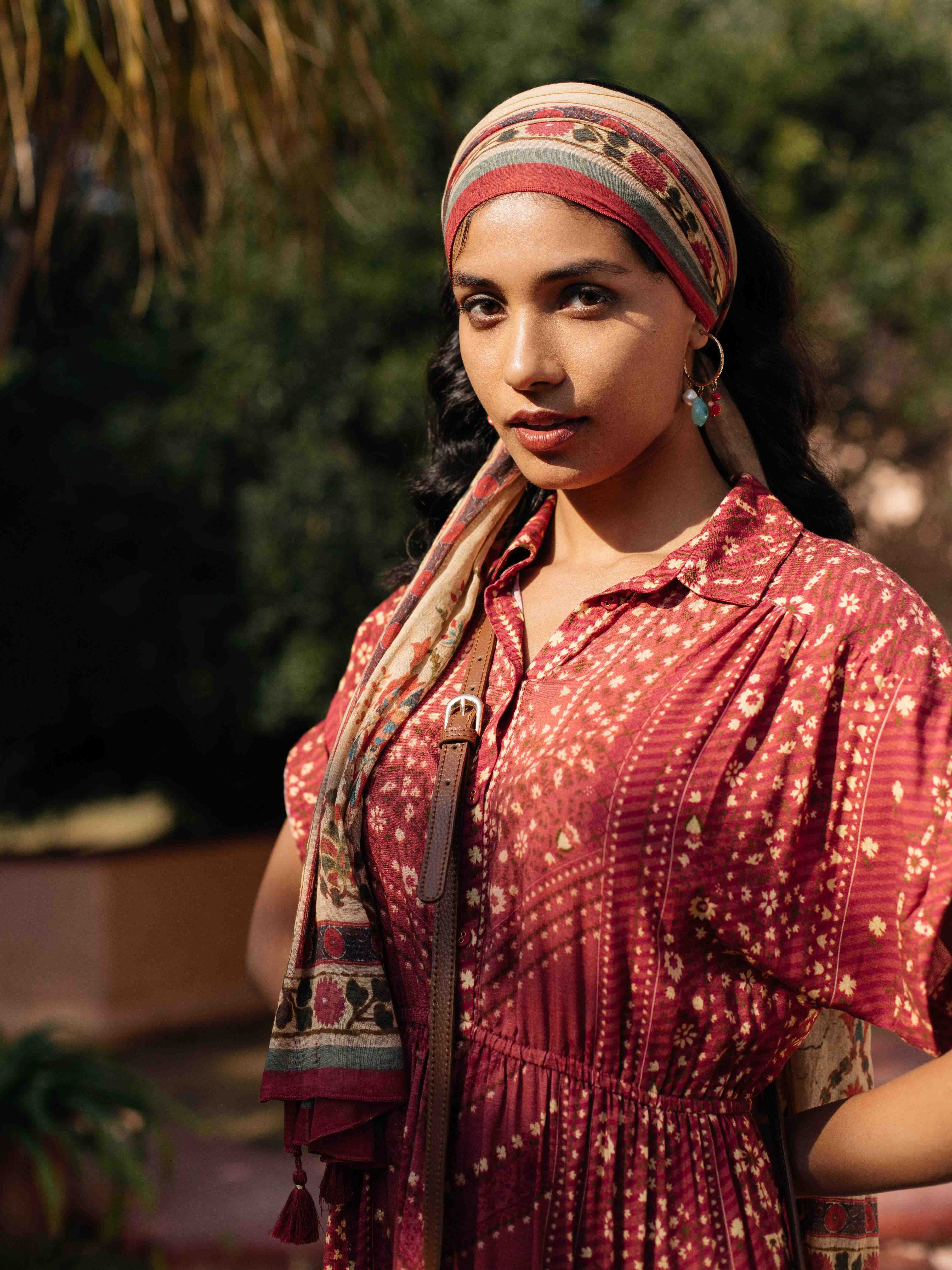 Beige & Maroon Rudra Scarf