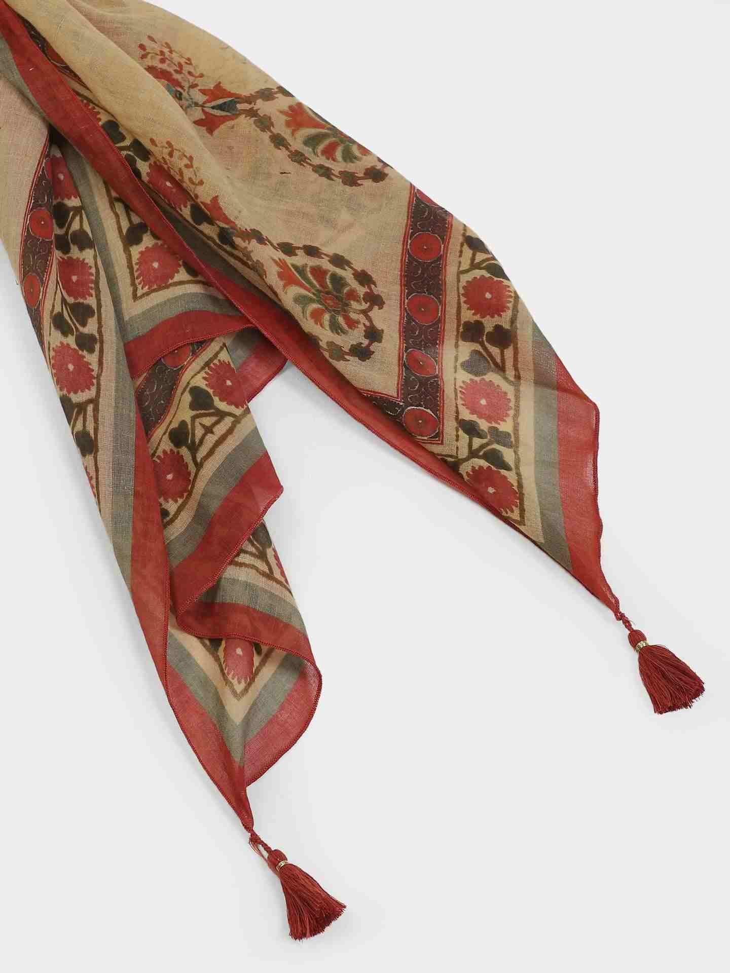 Beige & Maroon Rudra Scarf