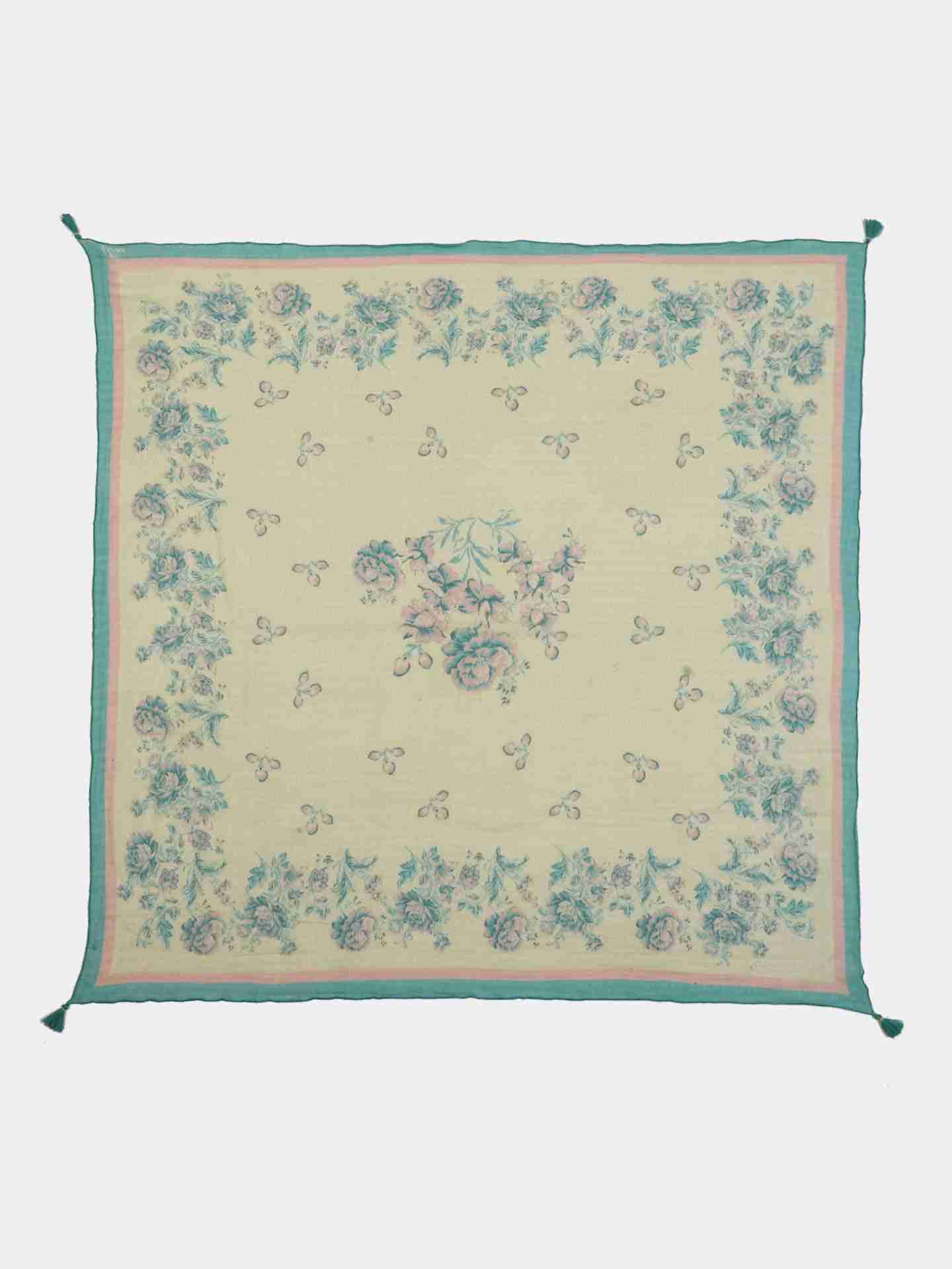 Ecru & Teal Jalashay Scarf