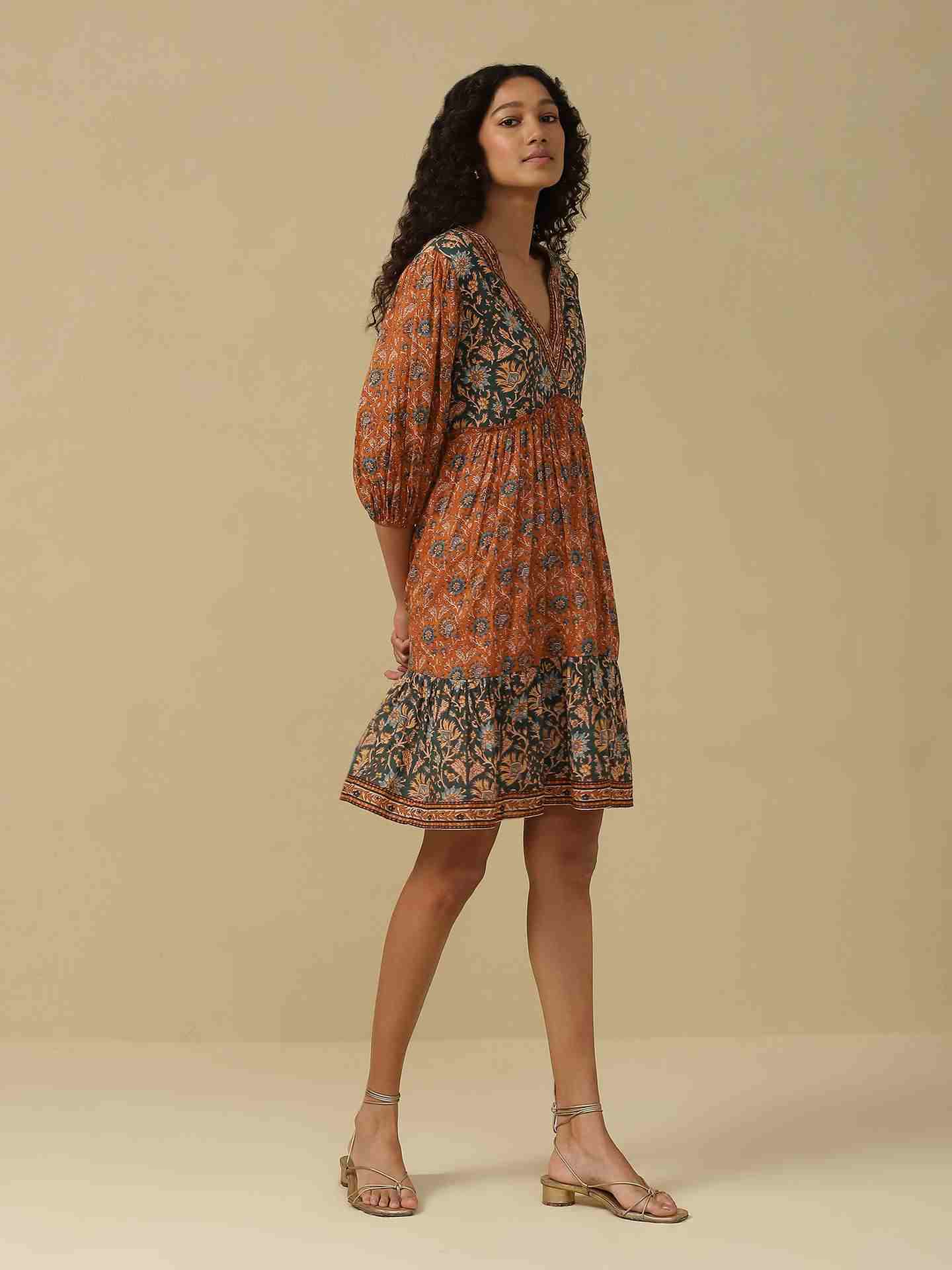 Rust & Green Melvin Short Dress