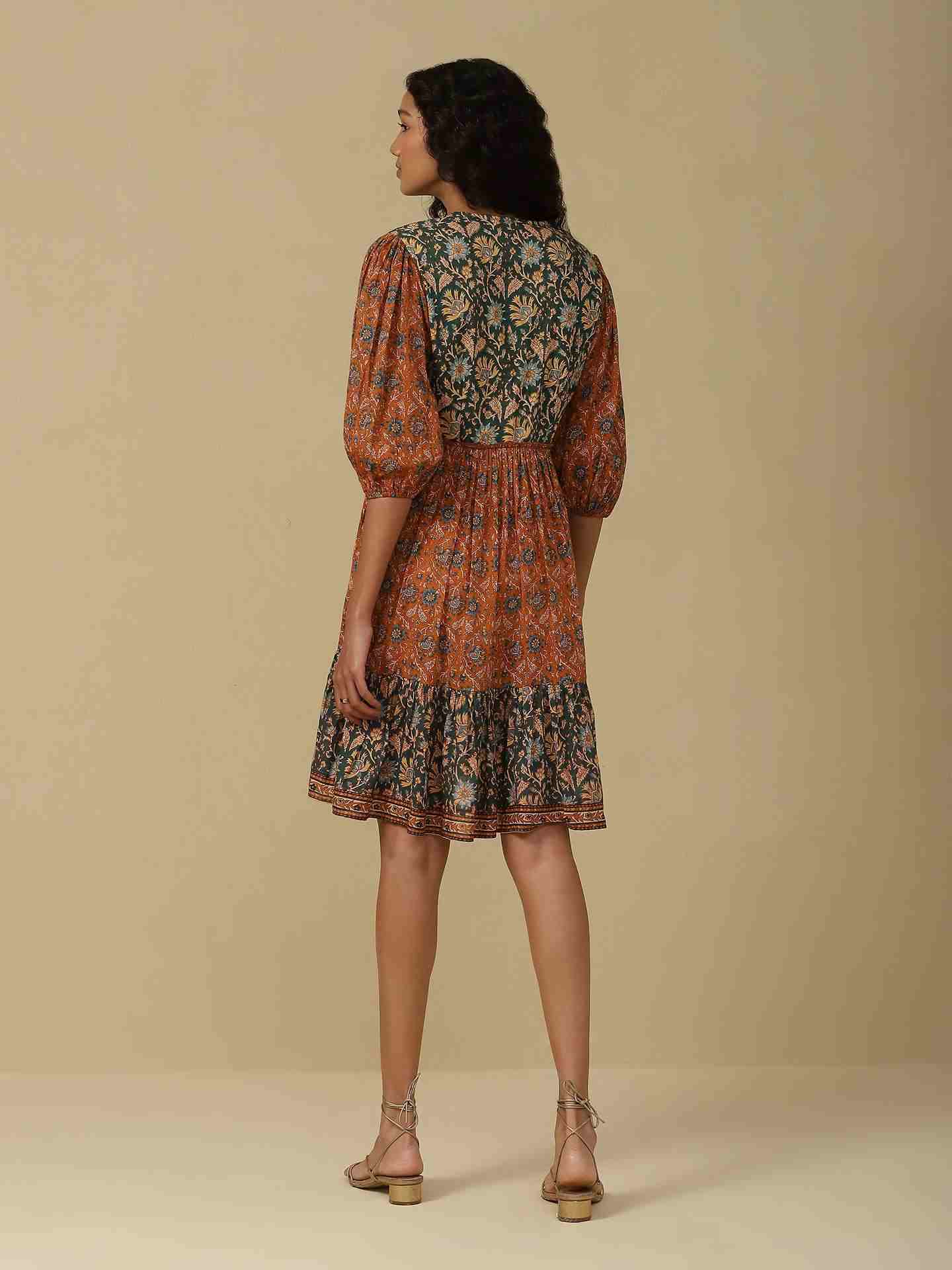 Rust & Green Melvin Short Dress
