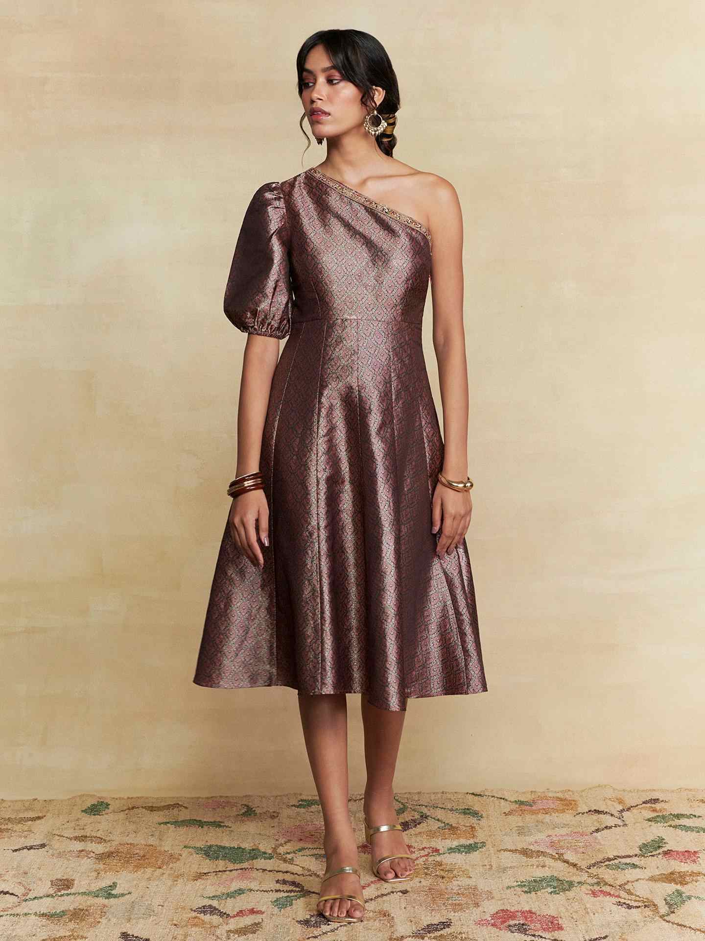 Black Tarang Festive Brocade Short Dress