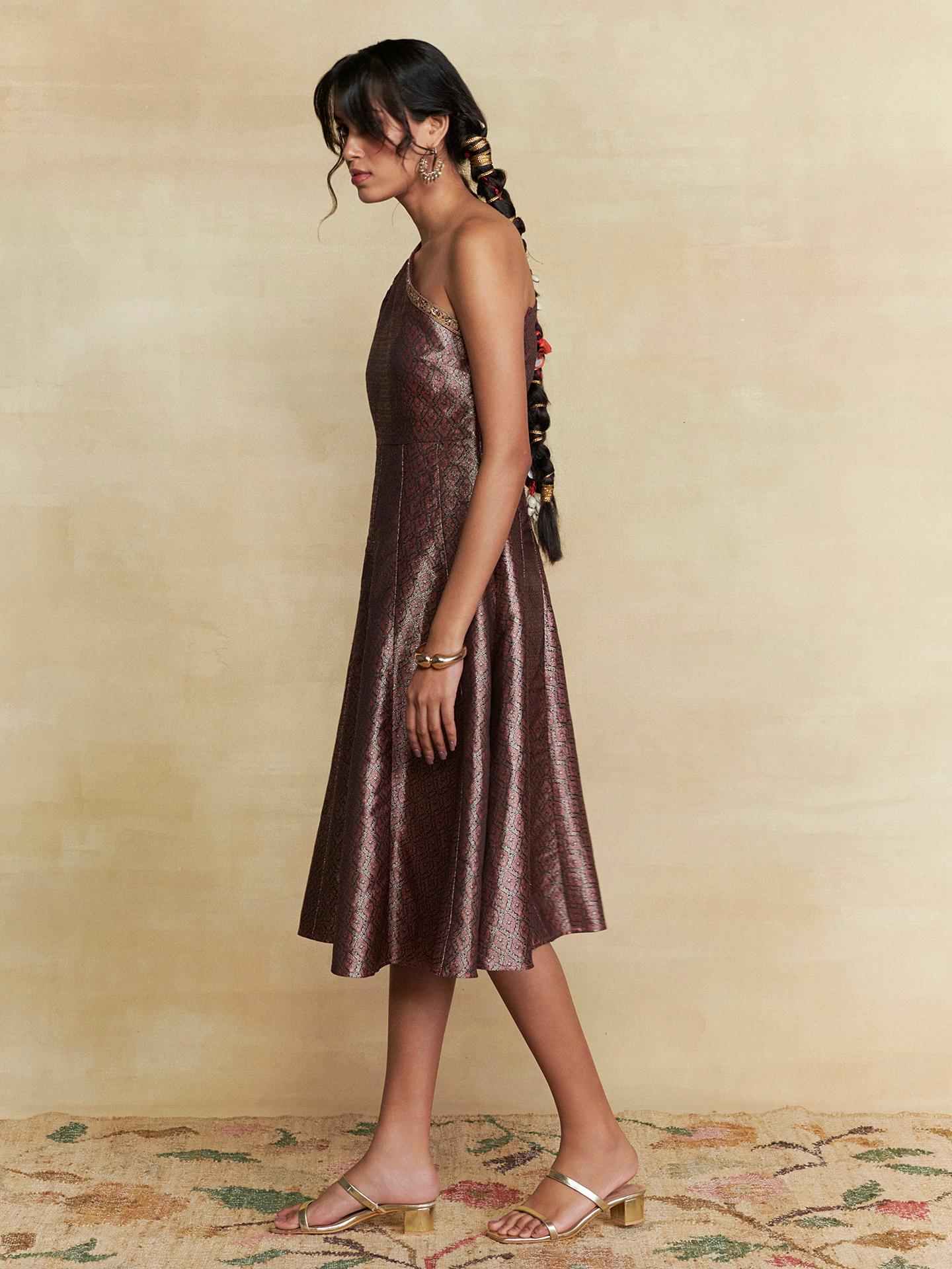 Black Tarang Festive Brocade Short Dress