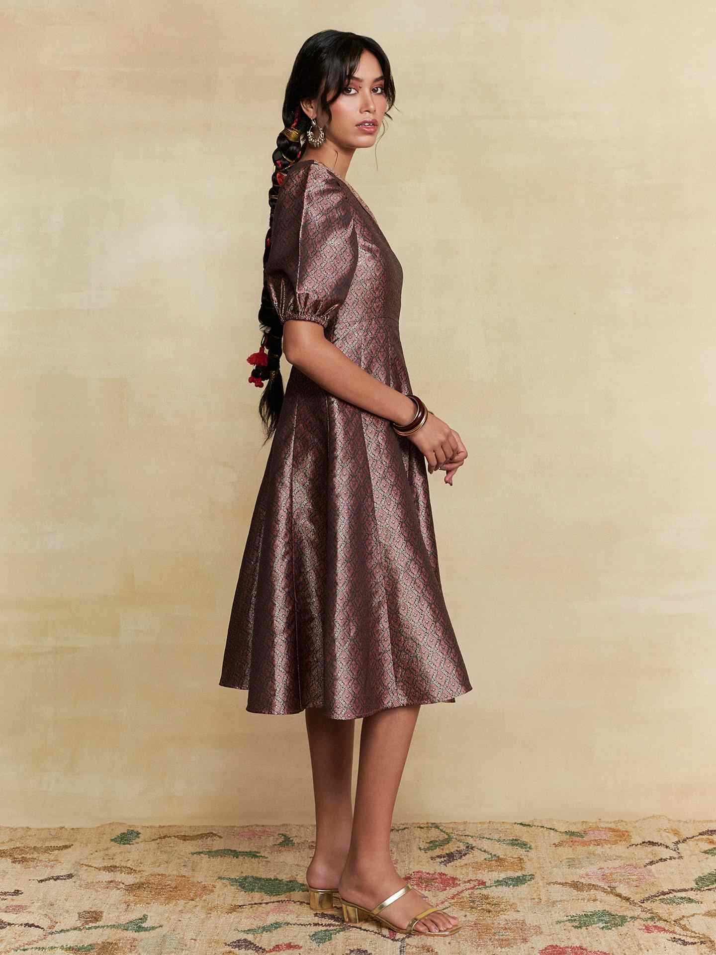 Black Tarang Festive Brocade Short Dress