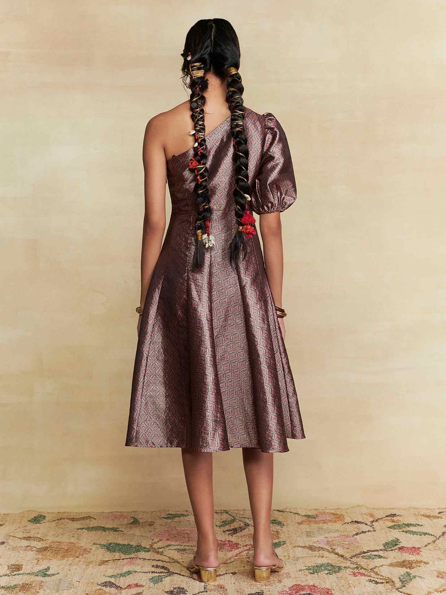 Black Tarang Festive Brocade Short Dress