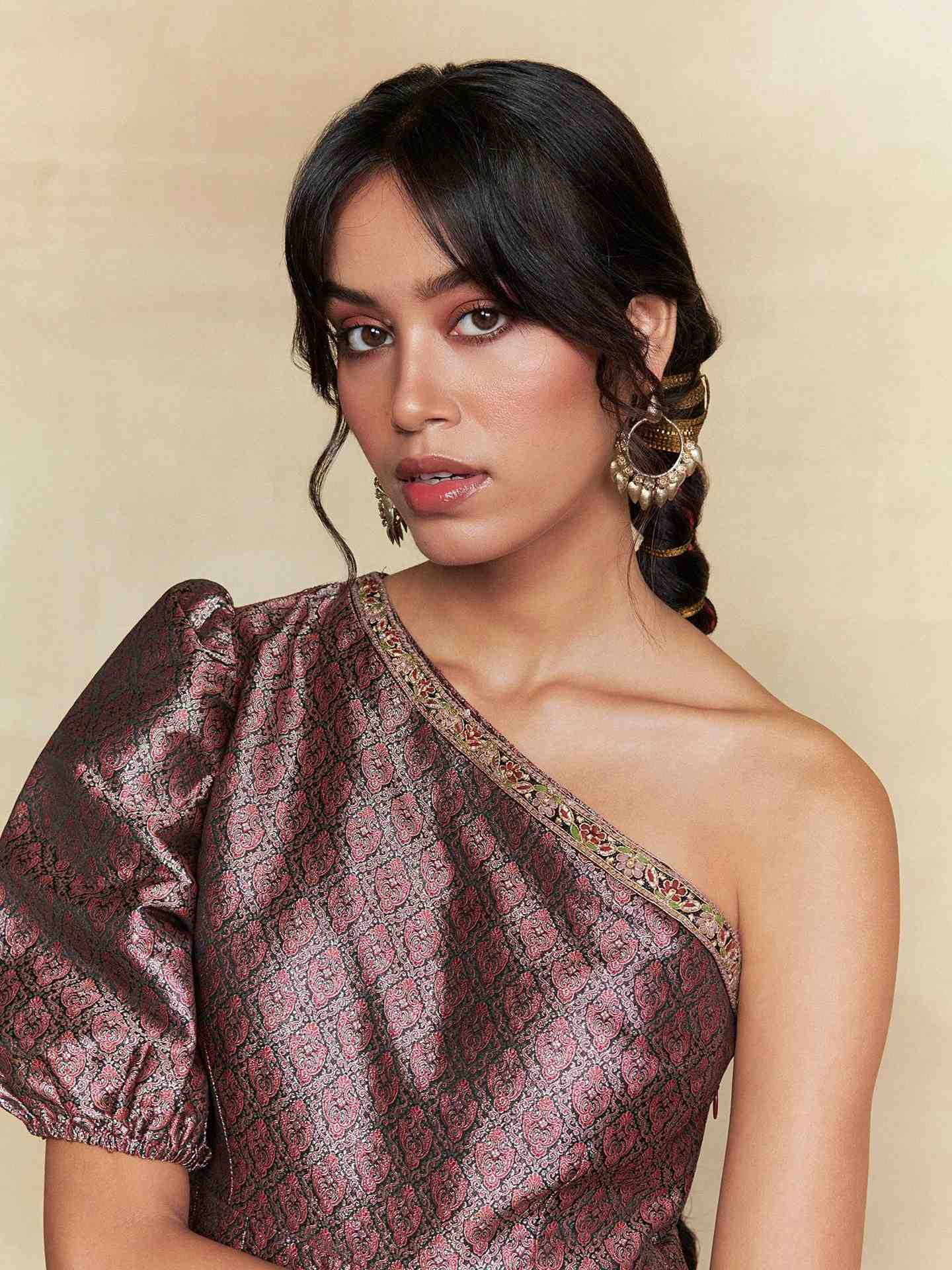 Black Tarang Festive Brocade Short Dress