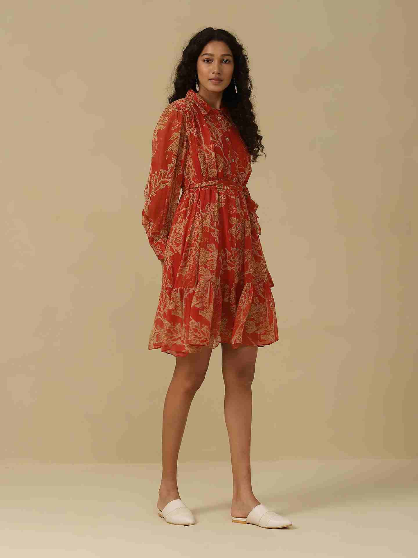 Red Azami Skater Dress