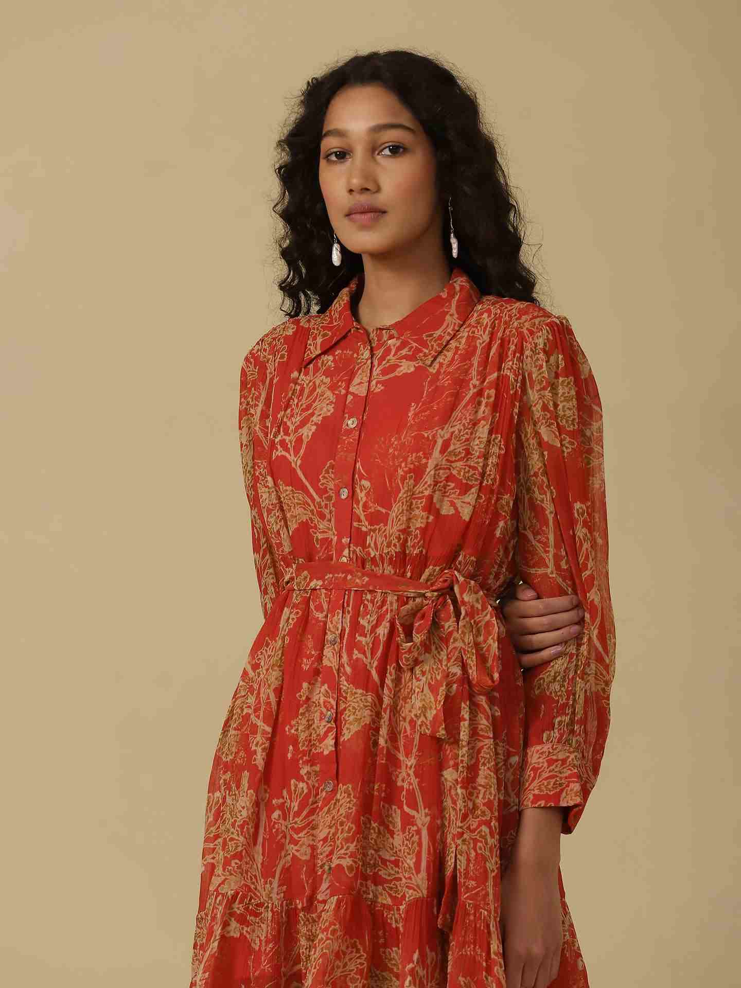 Red Azami Skater Dress