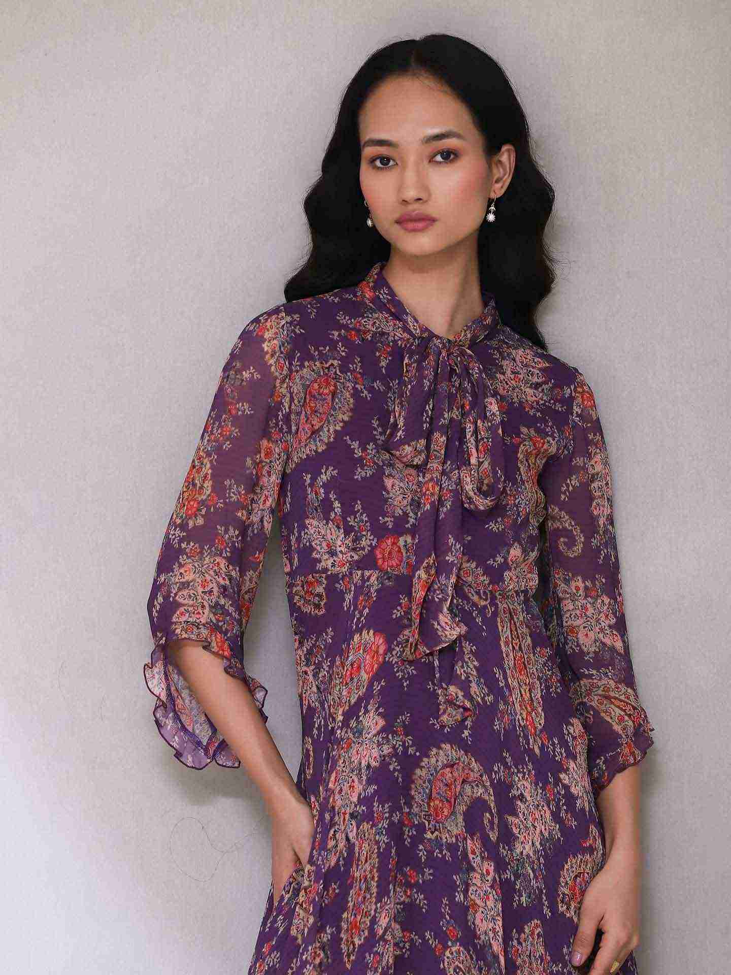 Purple Aiza Shirt Dress