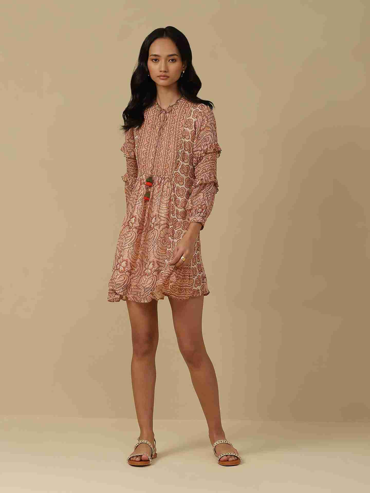 Peach Guncha Short Dress