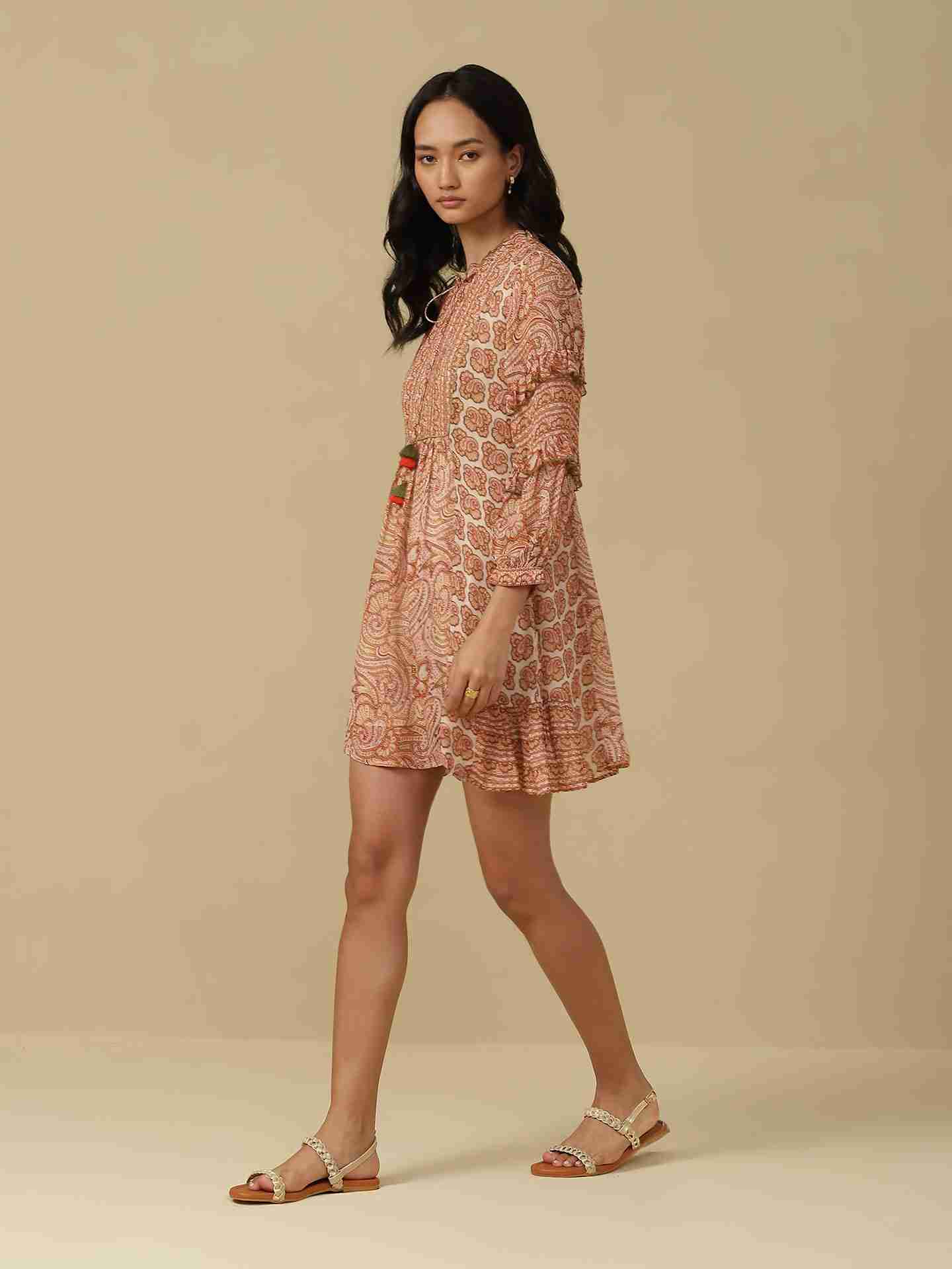 Peach Guncha Short Dress