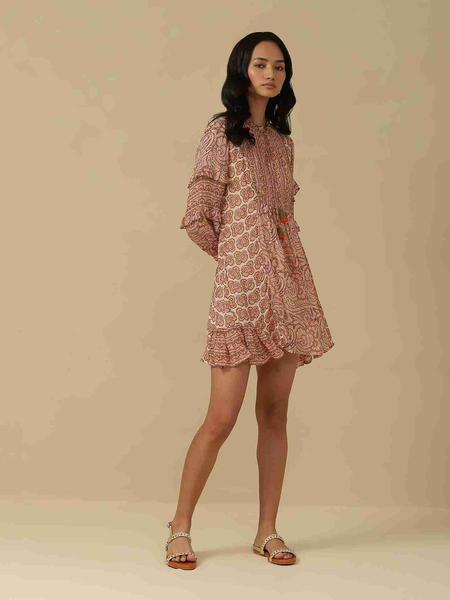 Peach Guncha Short Dress