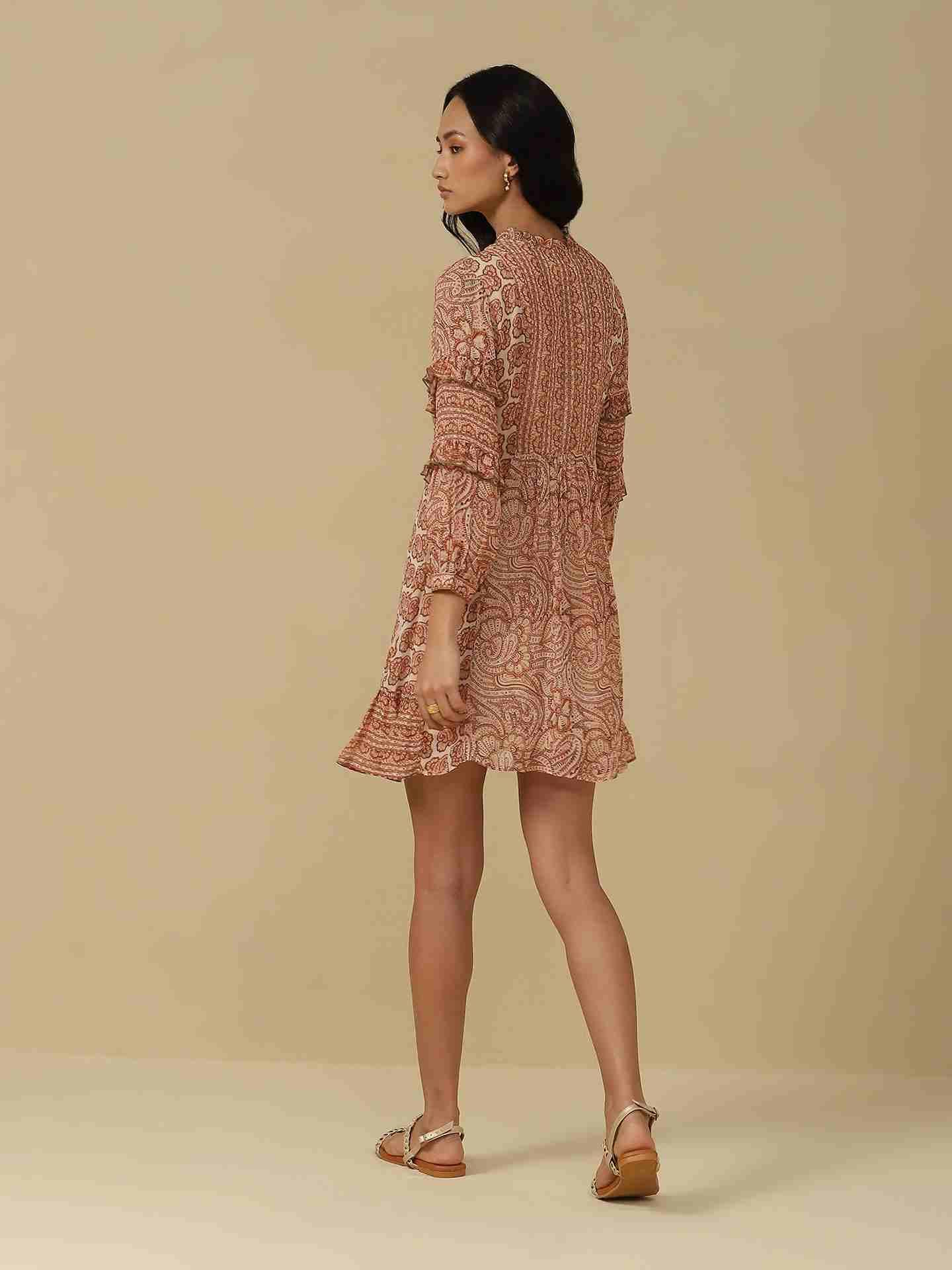 Peach Guncha Short Dress