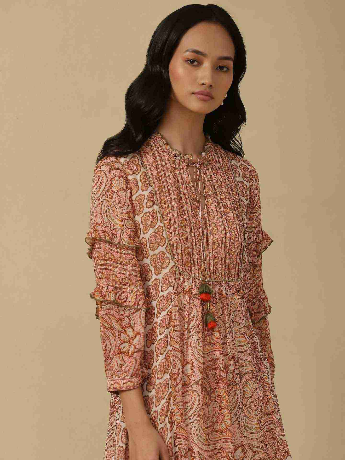Peach Guncha Short Dress