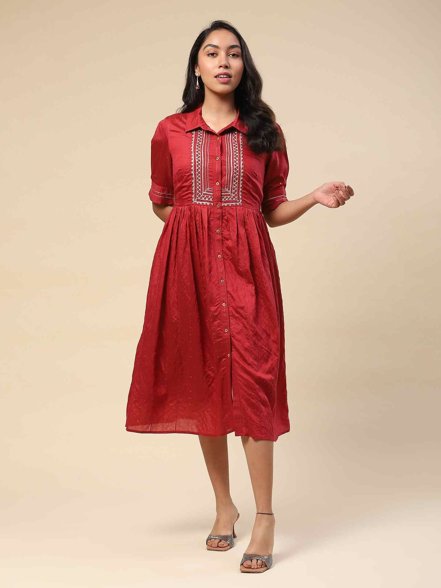 Maroon Eli Shirt Dress