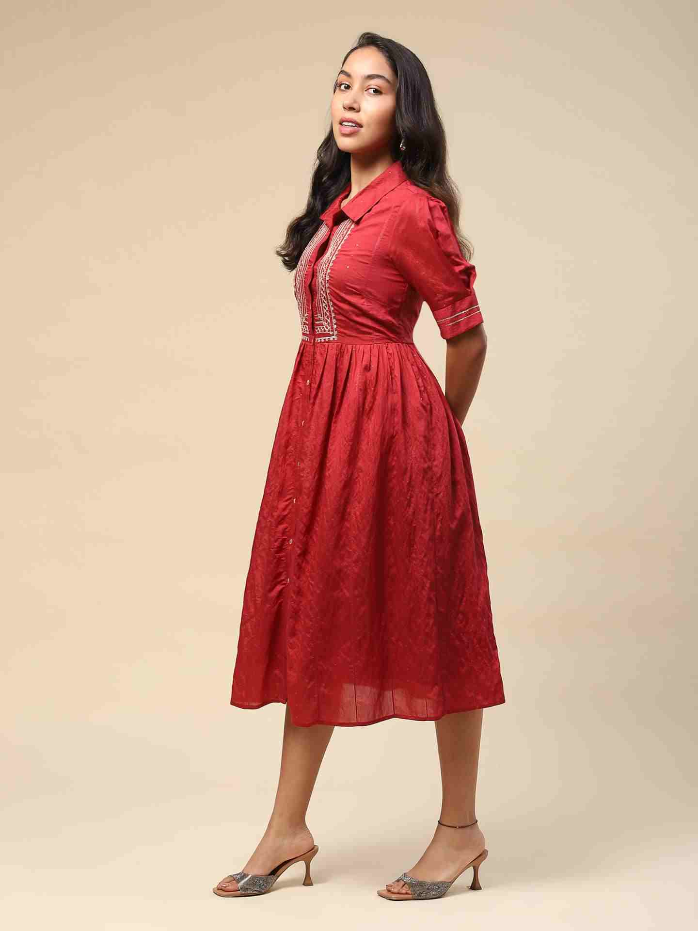 Maroon Eli Shirt Dress