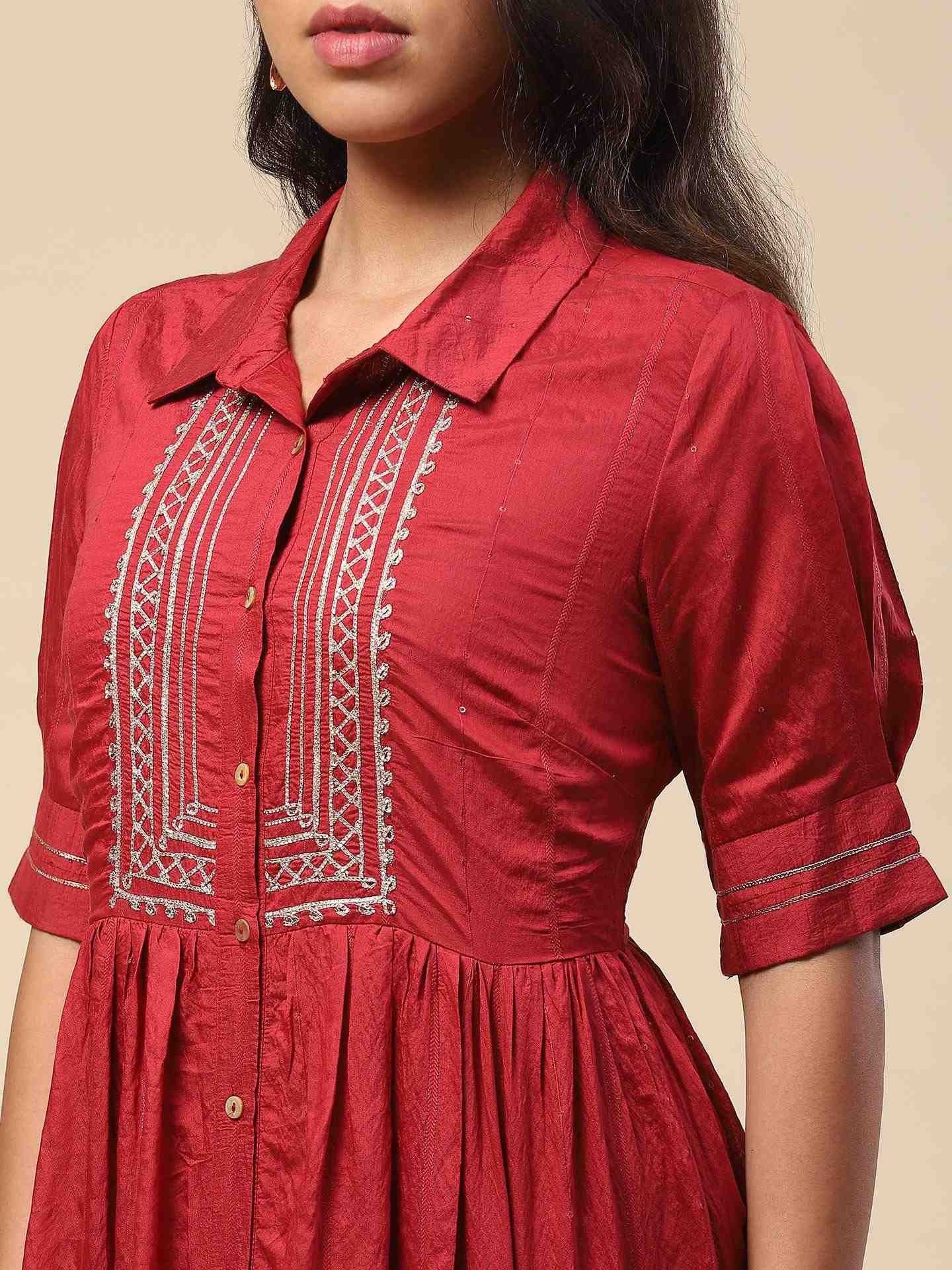 Maroon Eli Shirt Dress
