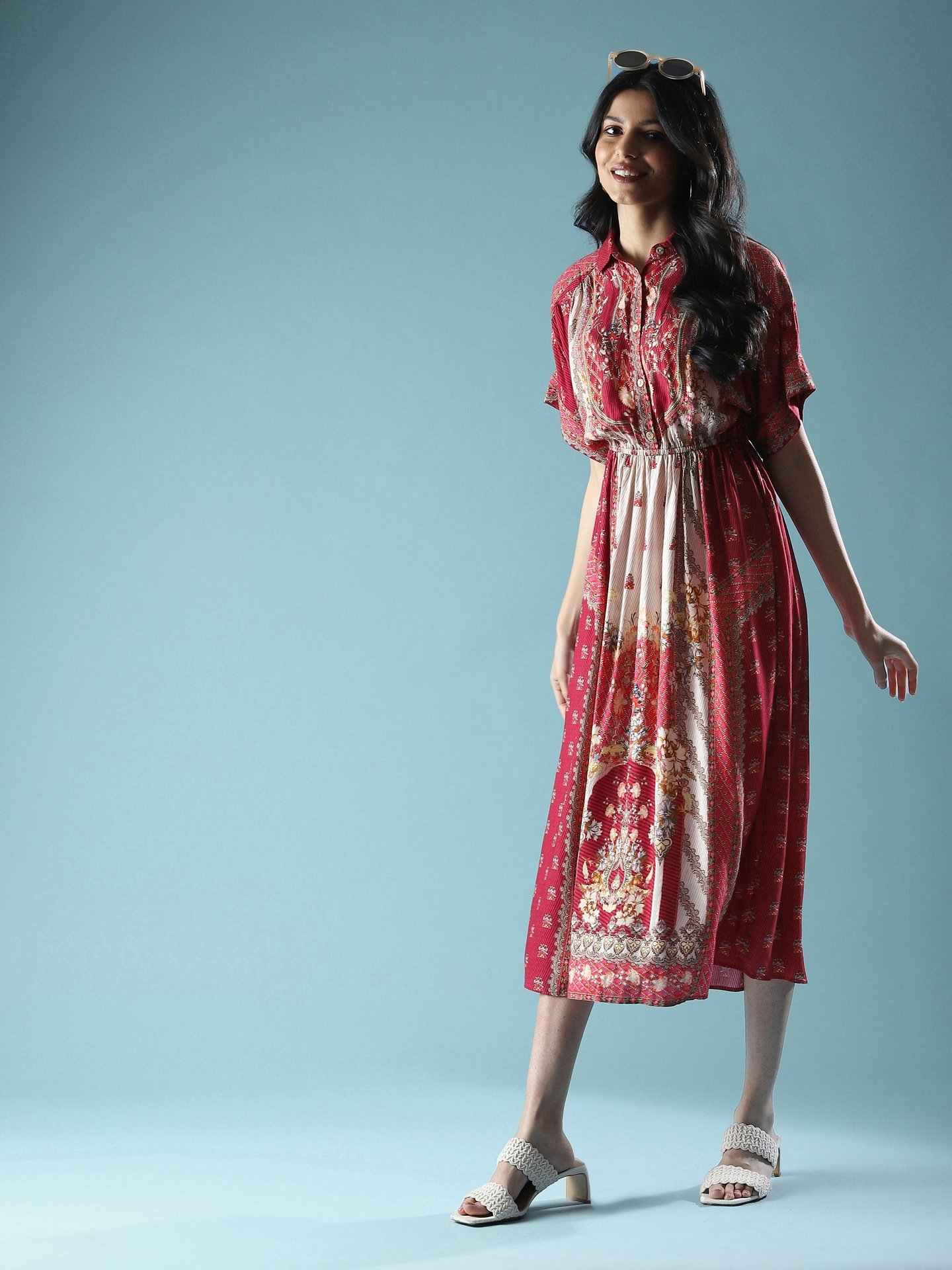 Maroon Jahaan Shirt Dress