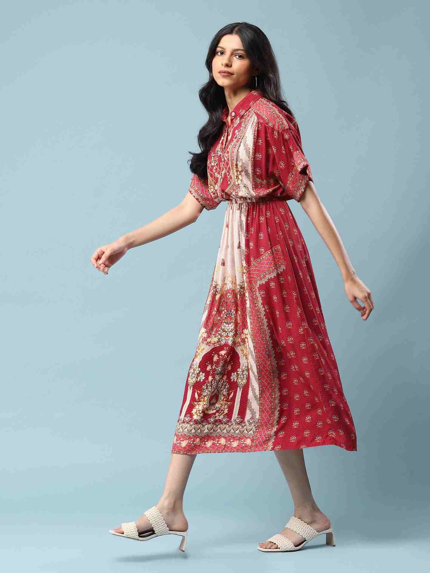 Maroon Jahaan Shirt Dress