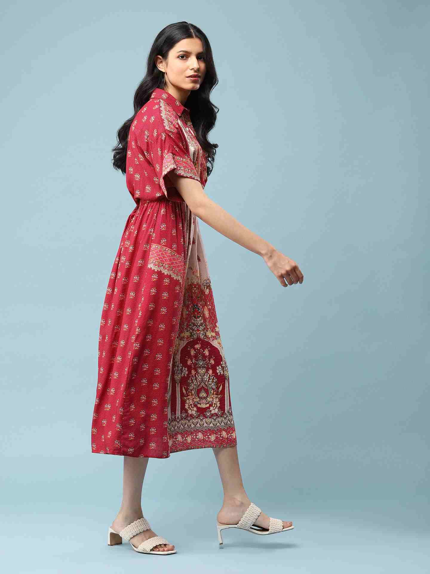 Maroon Jahaan Shirt Dress