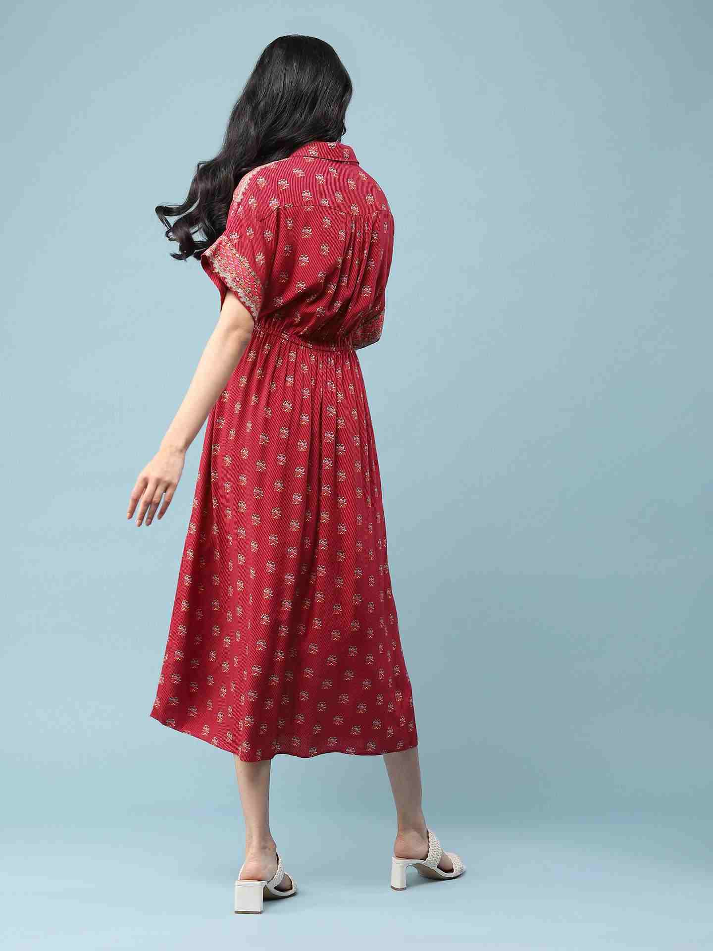 Maroon Jahaan Shirt Dress