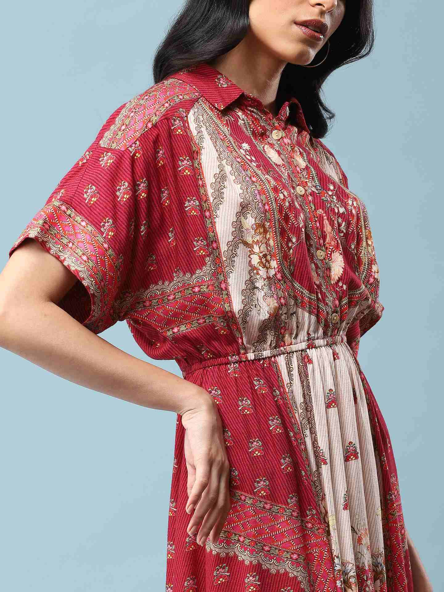 Maroon Jahaan Shirt Dress