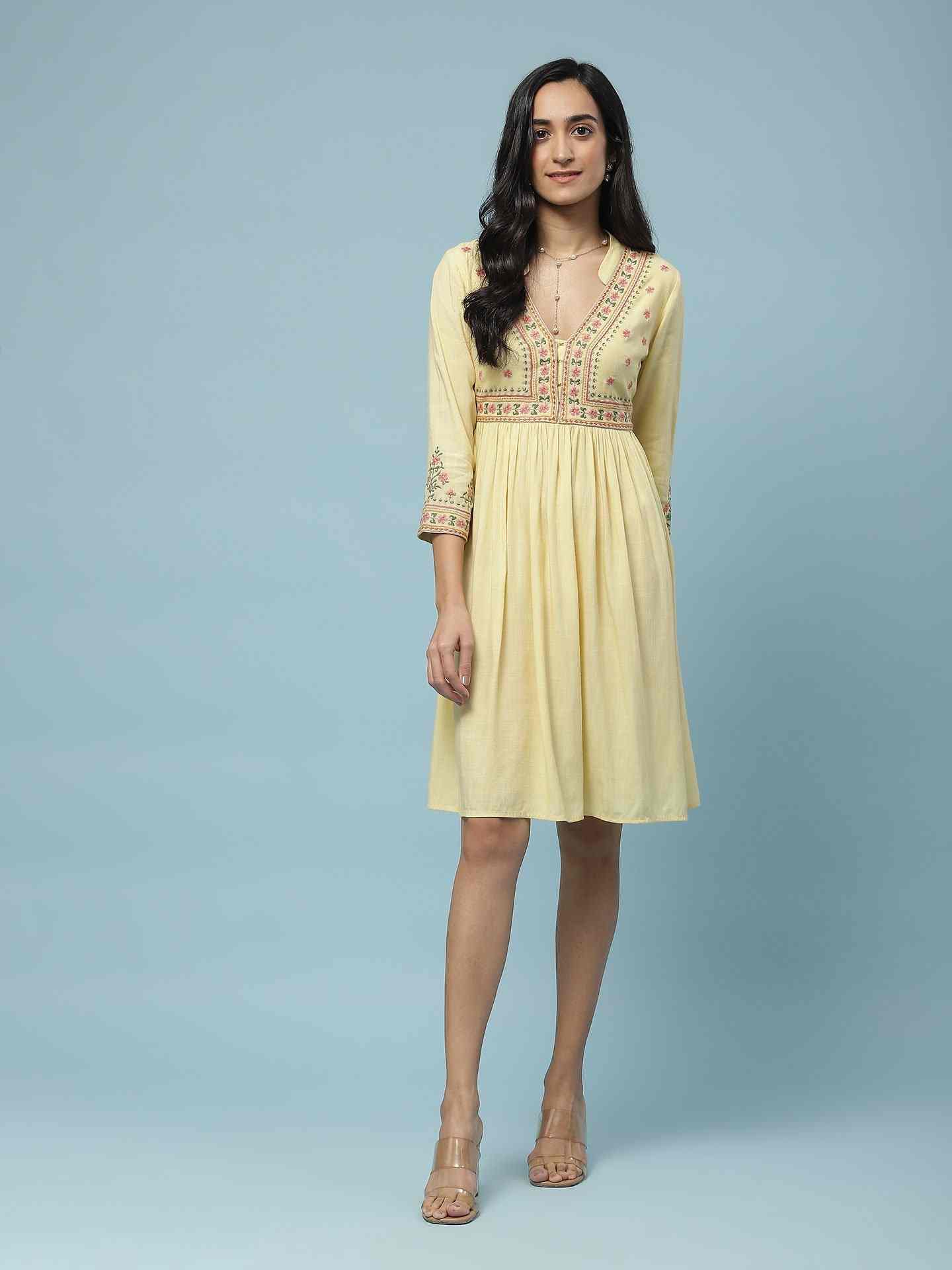Yellow Nayyera Short Dress