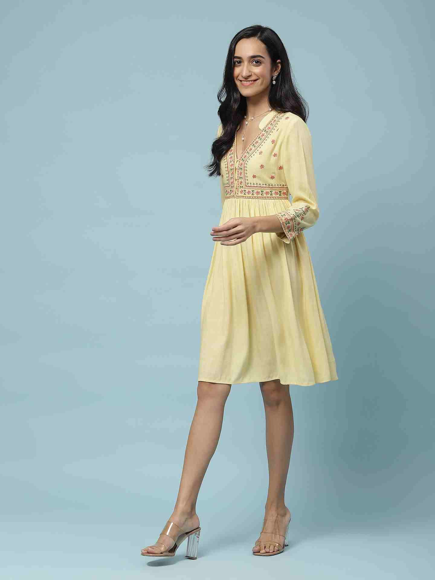 Yellow Nayyera Short Dress