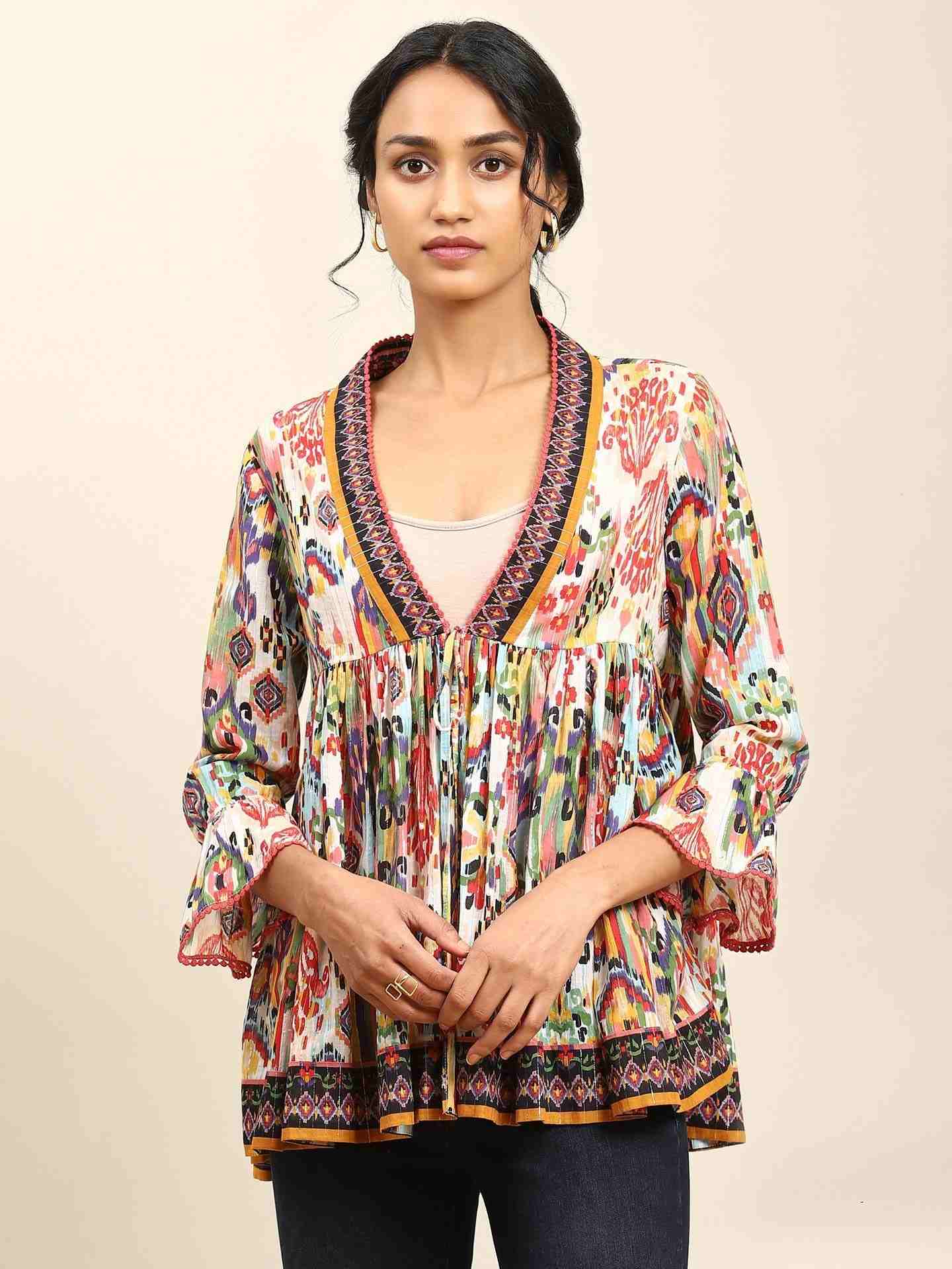 White Ikat Shrug