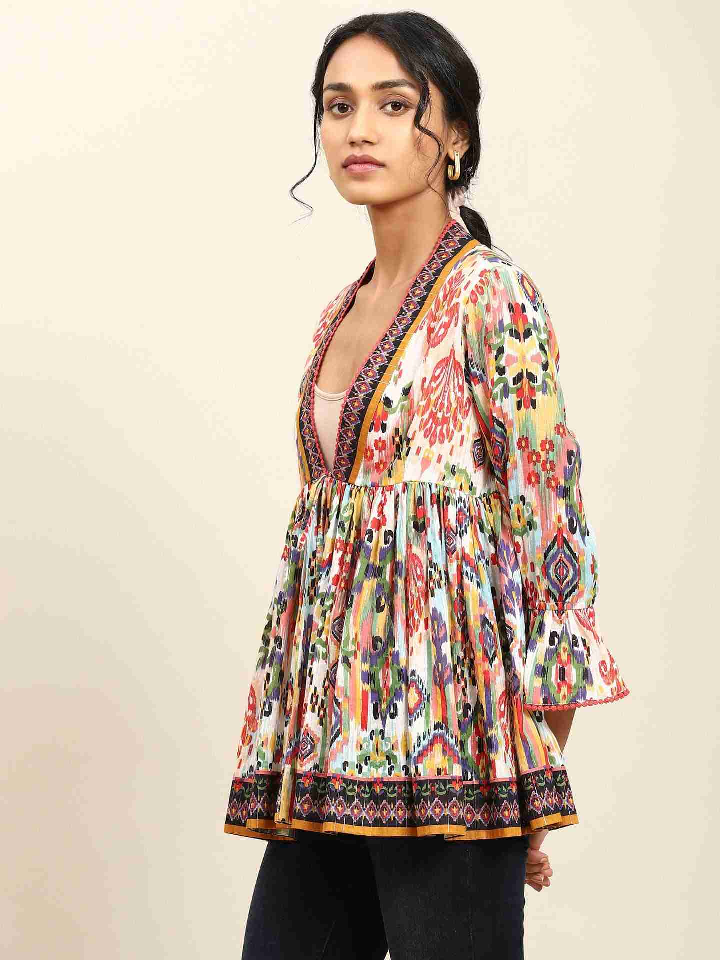 White Ikat Shrug