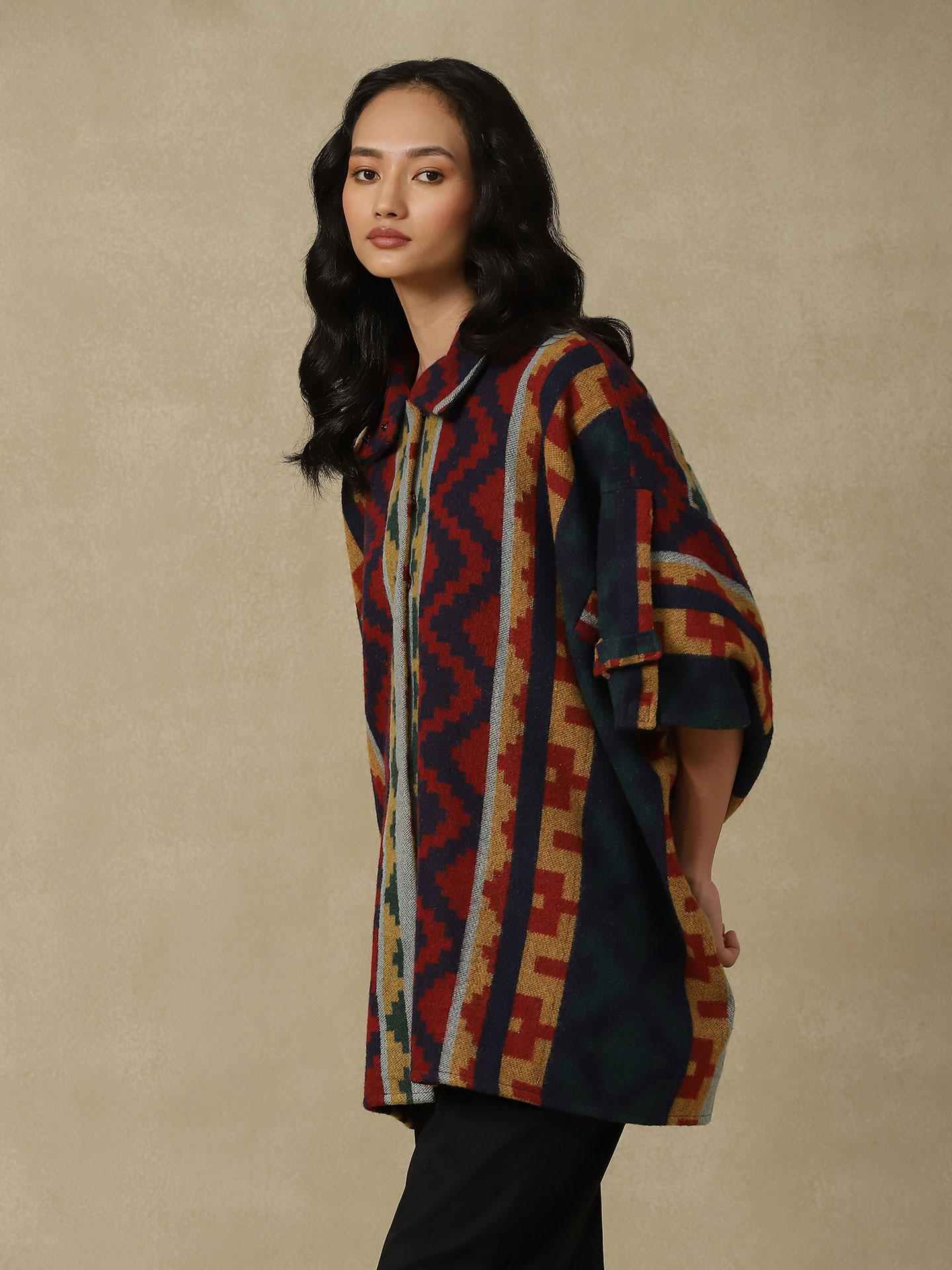 Blue Multi Woven Shrug