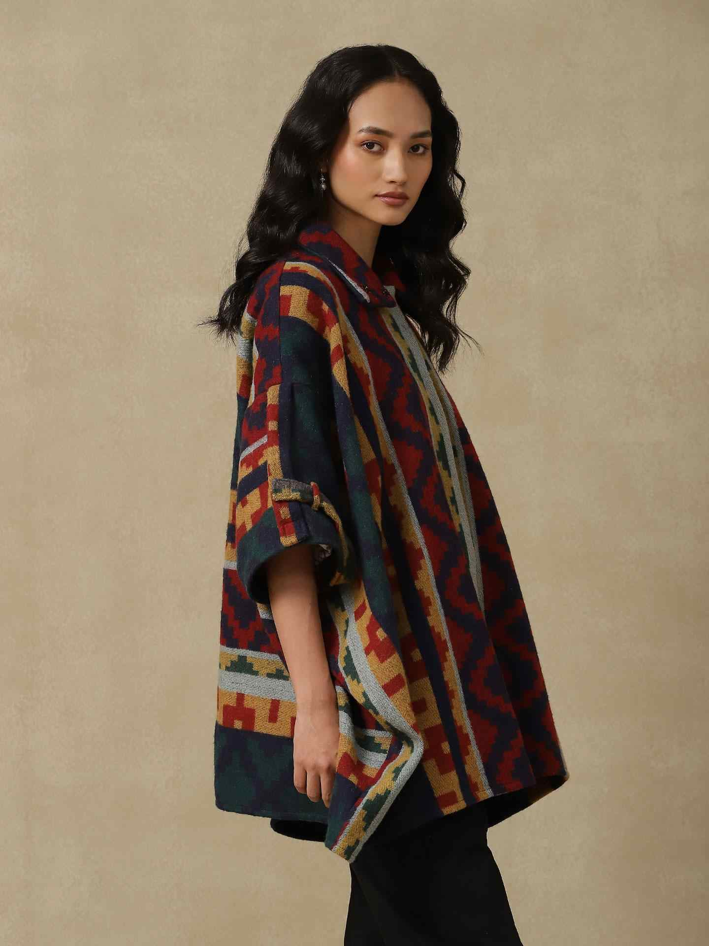 Blue Multi Woven Shrug